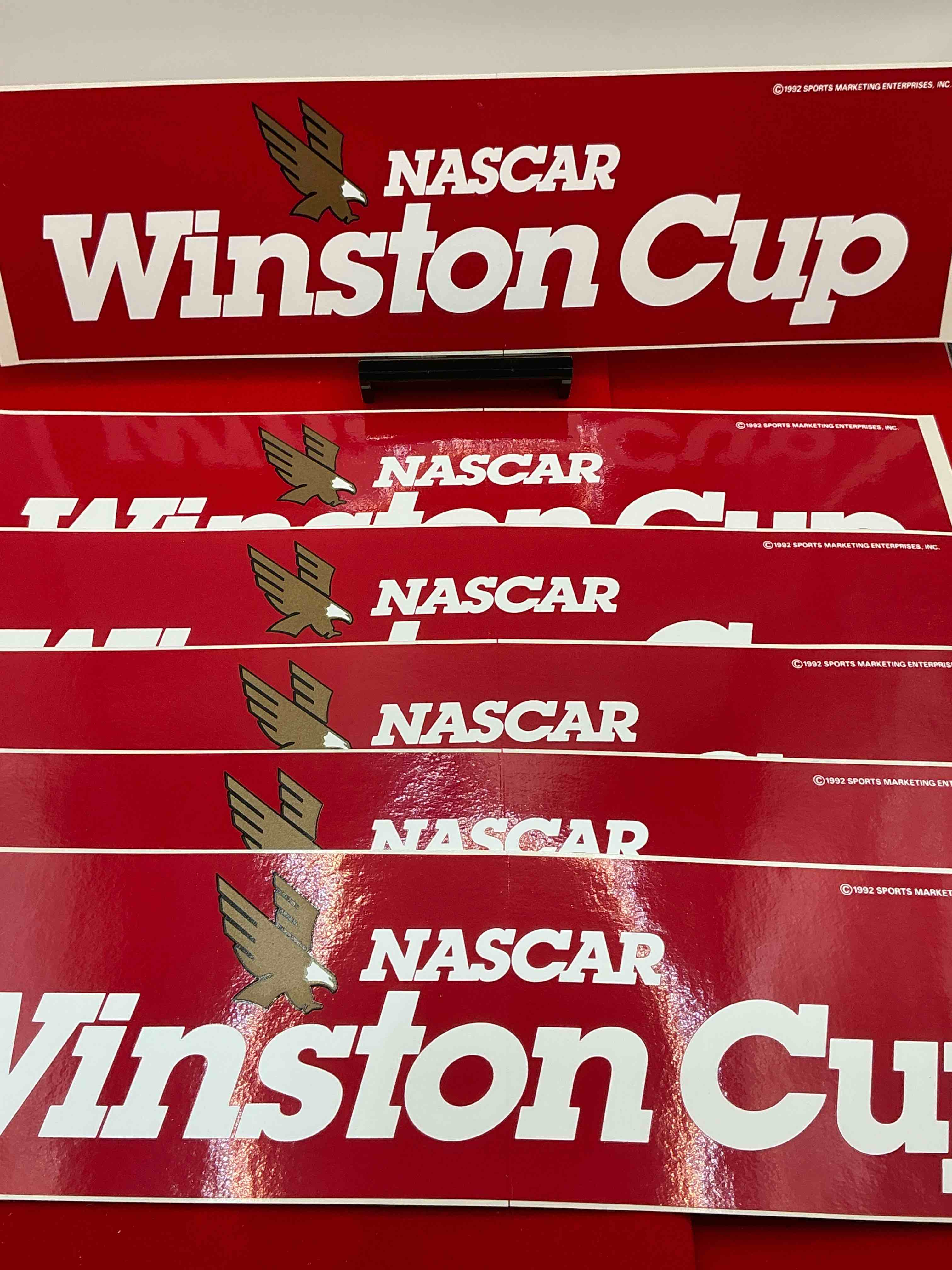 rare! winston cup series ultra rare 1992 nascar stickers! winston cigarettes sponsored the nascar cup series from 1971 until 2003, after the us government cracked down on the marketing & advertisement of tobacco. what a cool piece of vintage americana! great for any man-cave or garage! these are ultra rare collectible! nascar collectibles!