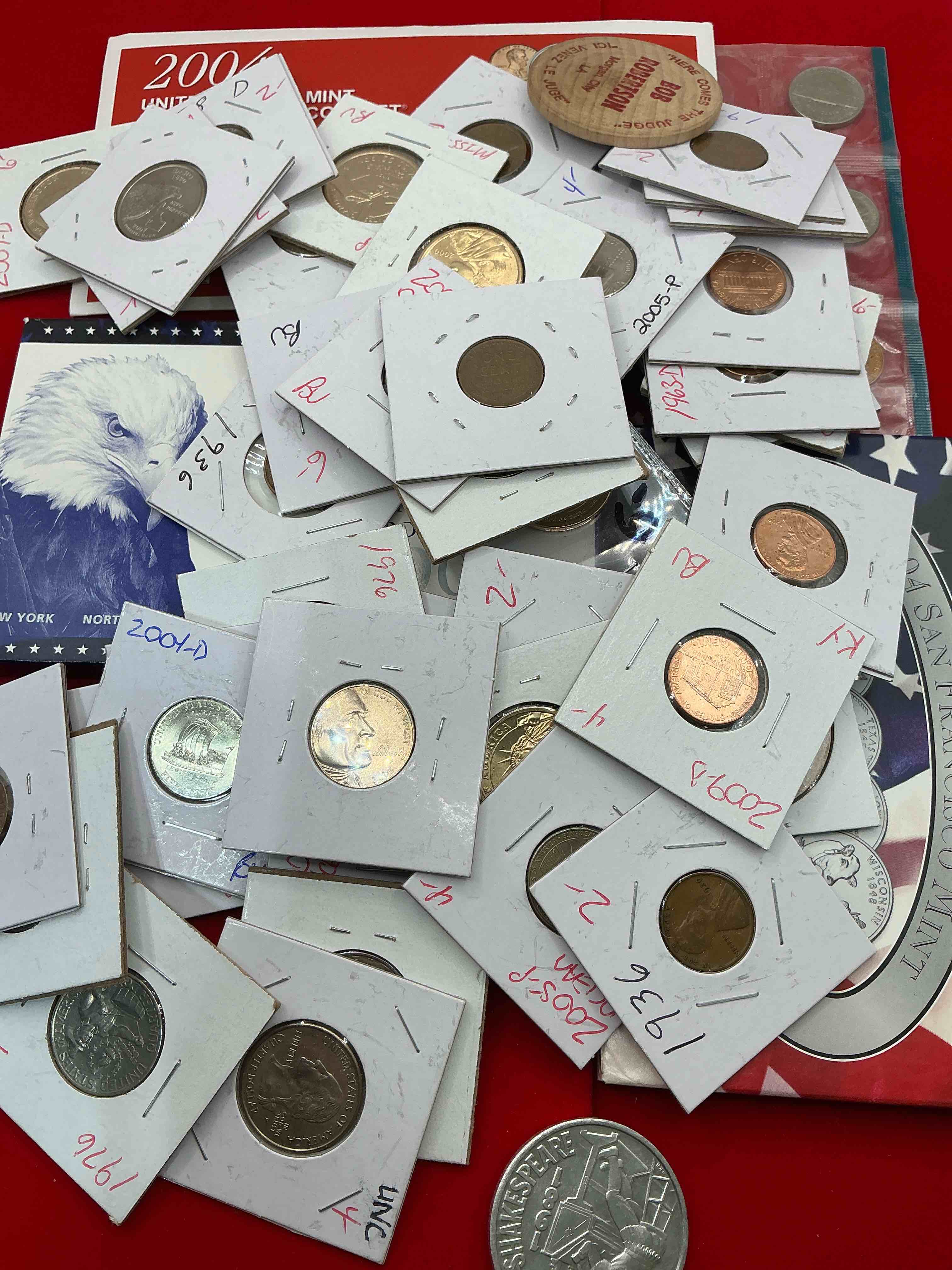 cool coin closeout! wow! awesome u.s. coins & more, antique, vintage & modern galore! many uncirculated! check out this incredible closeout collection of incredibly cool coins & rare items spanning decades! bid is per coin/item & all coins encased for protection! a true smorgasbord collector's dream! each collection is unique and includes items such as rare antique coins, rare date coins, coin sets, modern uncirculated coins, wooden tokens, cool medallions & more! disregard original price marks on pieces, this is a true auction closeout! an incredible opportunity for re-sellers & collectors!