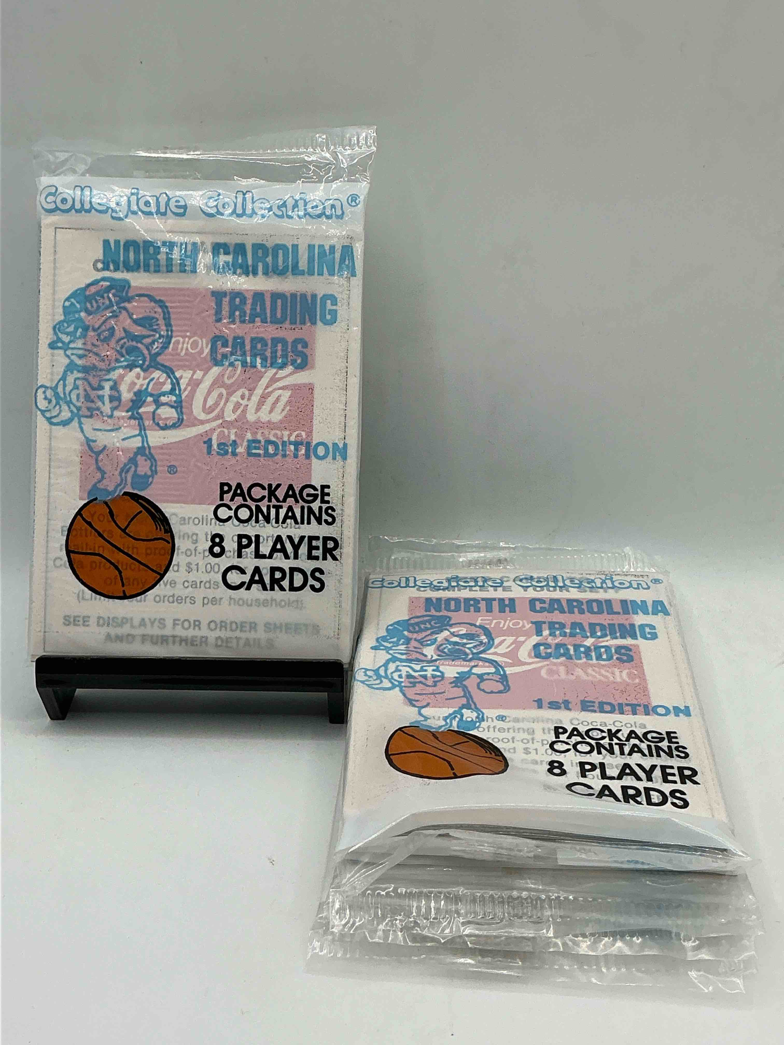 michael jordan! 1989 university of north carolina trading cards 1st edition 8 cards per pack! look for the goat michael jordan cards, maybe even more than one! only one way to find out!