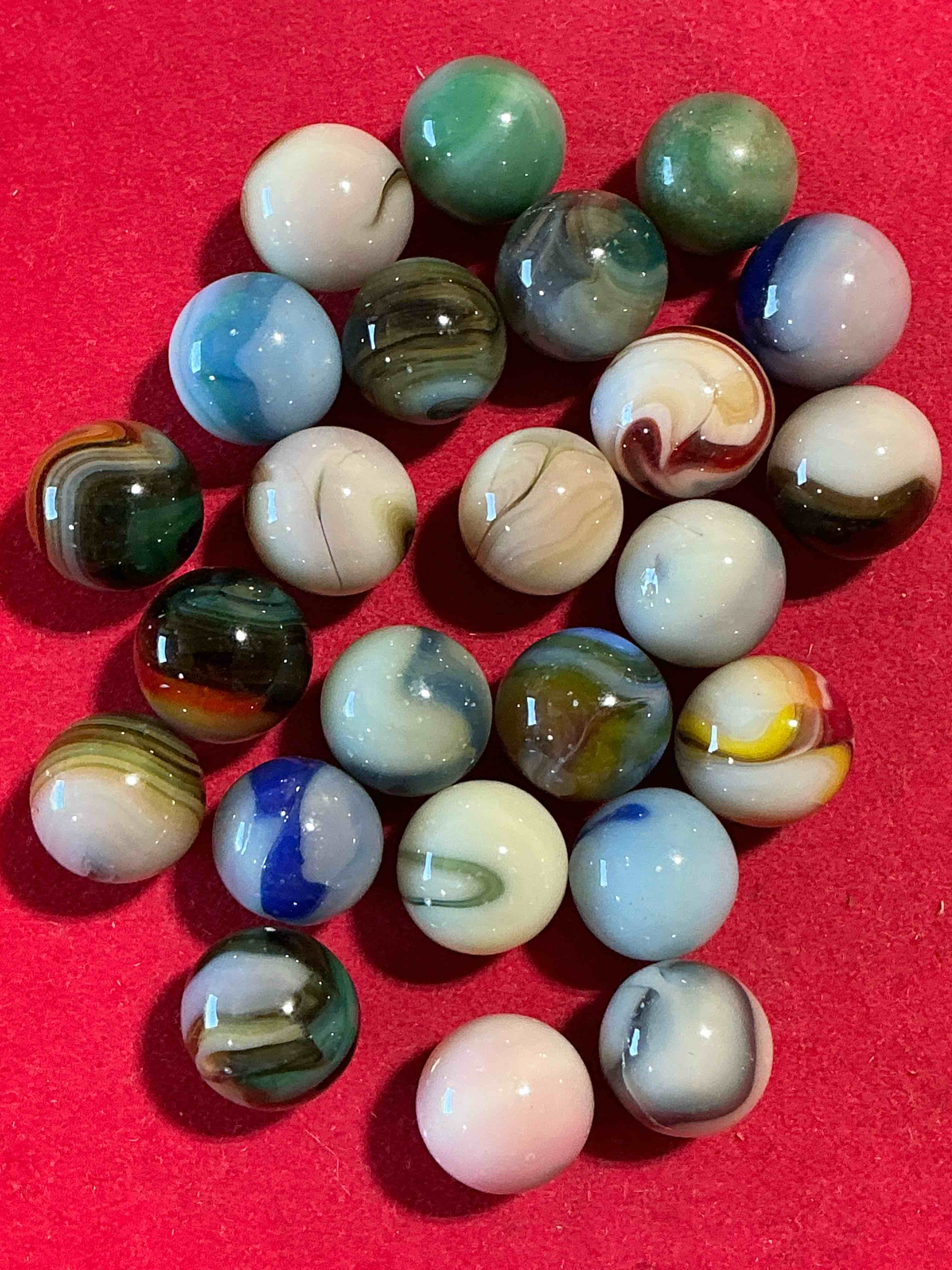 antique glass marbles! genuine stunning marbles lot, all marbles made between the years 1925-1965 & made with uranium! many are great depression era & even earlier! gorgeous, authentic pieces of history!  