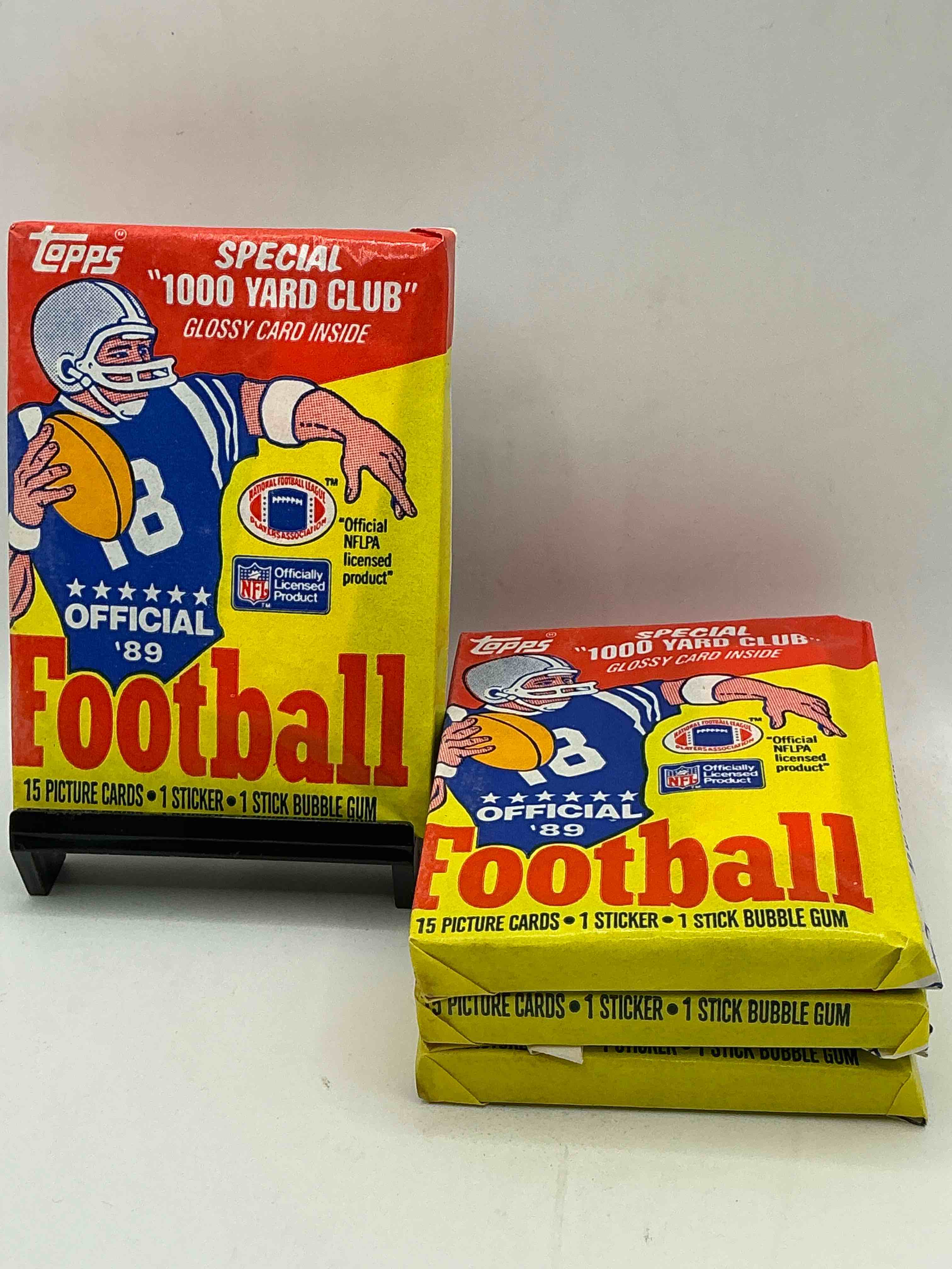 1989 topps football unopened sports card wax packs! straight from original box!search for deion sanders rookie cards! along with valuable jerry rice, bo jackson & other 80's stars!