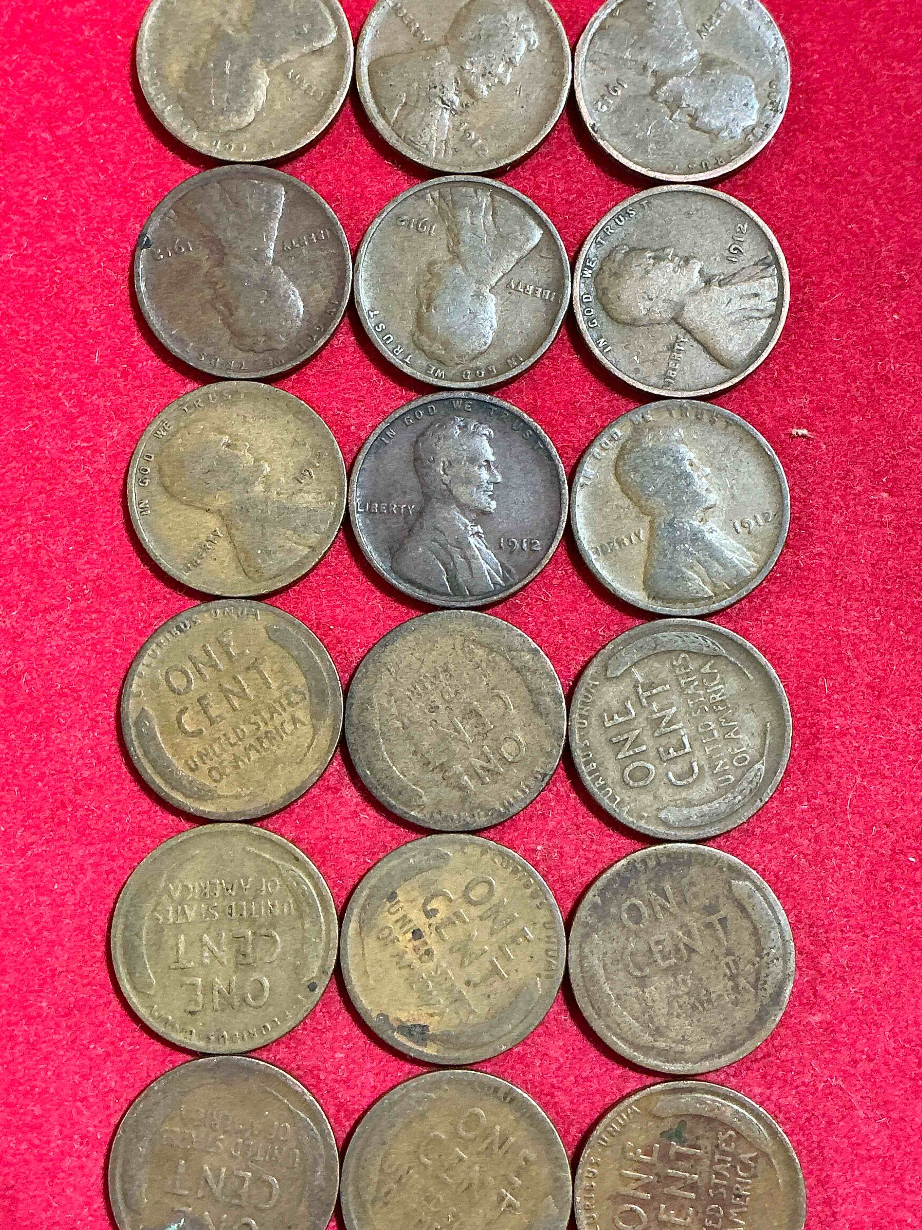 1912 Titanic Era Antique Wheat Pennies, Authentic!  The Titanic Sank On April 12, 1912, Just Think Of The History These Coins Have Seen!  Great Condition!  Own These Serious Collector Items From The Era Of Titanic!  
