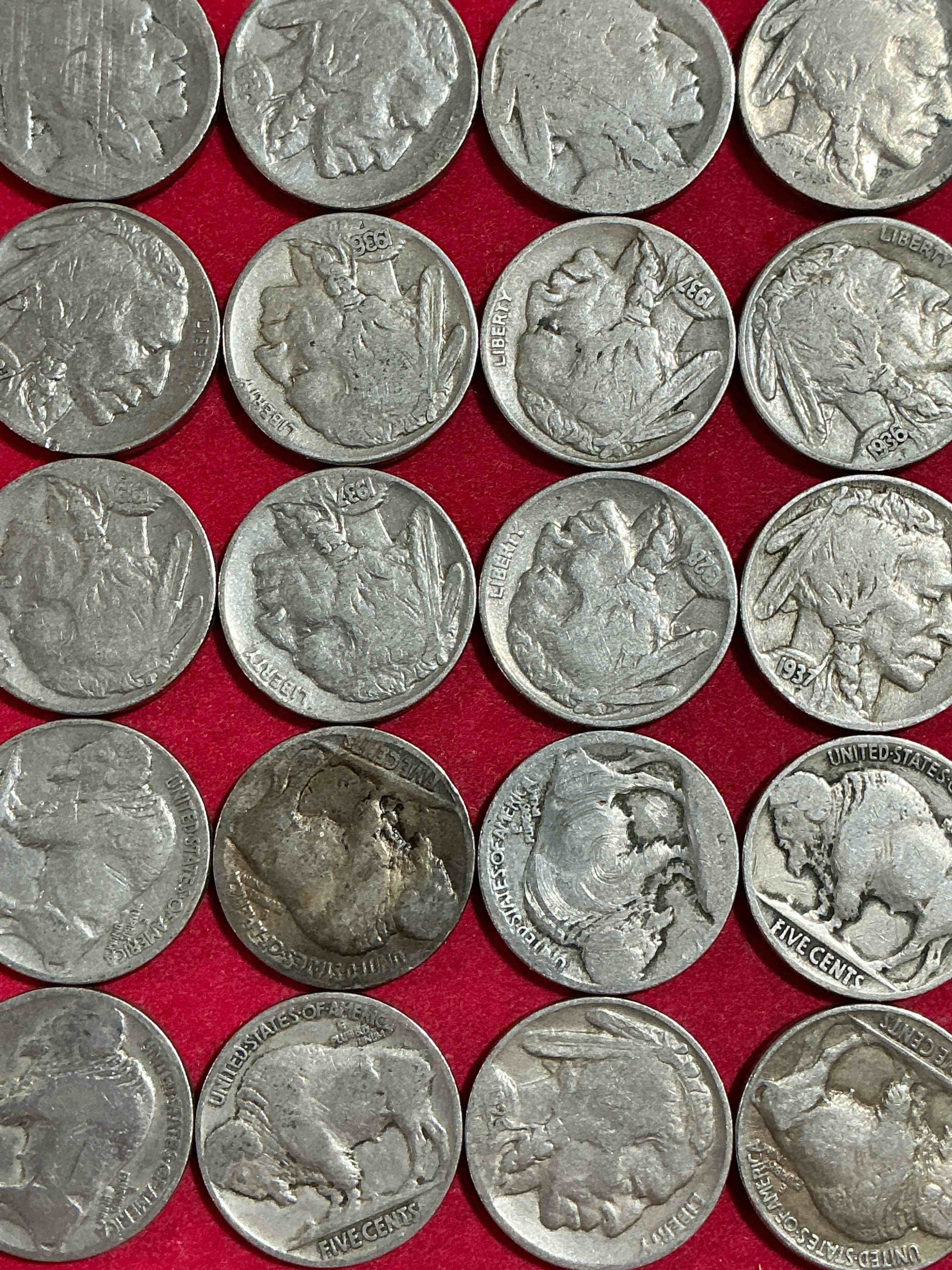 Historic Buffalo Nickels! Indian Head Buffalo Nickels Were Minted From 1913 To 1938 & Have Become A Favorite For Coin Collectors Around The World! Own Pieces Of American History With These Cool Indian Head Buffalo Nickels In Circulated Condition, Most With Visible Dates Which Is Very Rare For Buffalo Nickels!