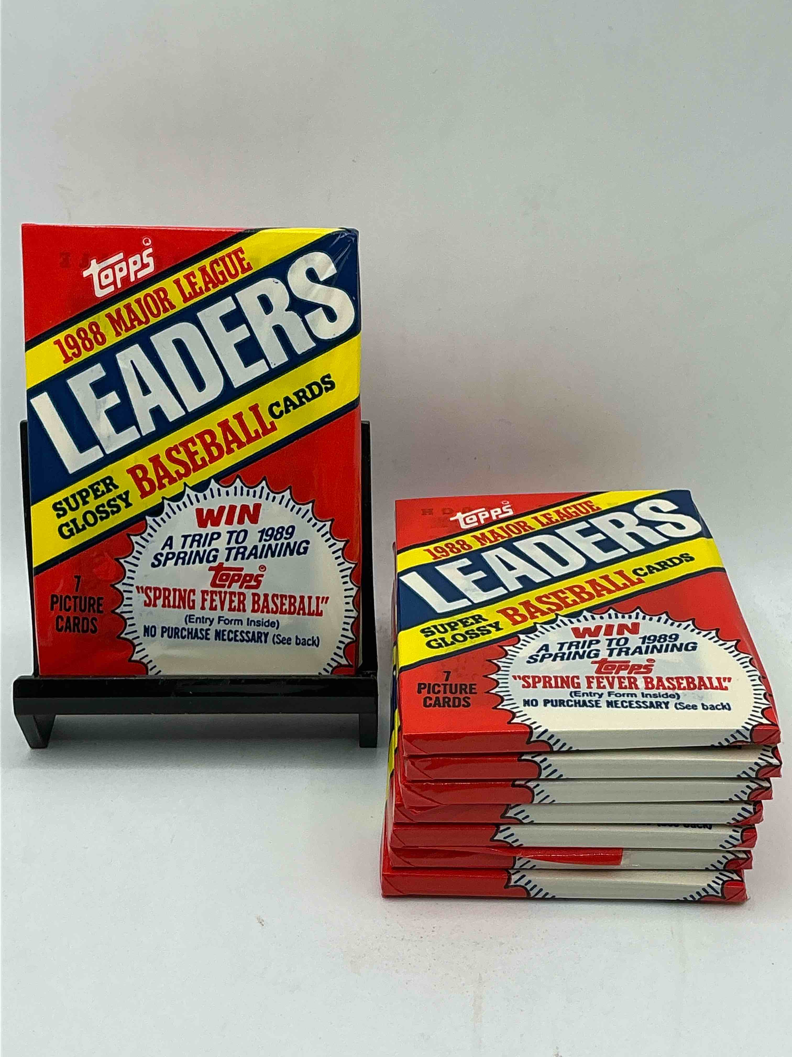 Ultra Rare! 1988 "MLB Leaders" Unopened Miniature Baseball Collectible Card Packs, 7 Cards Per Pack, Direct From Original Retail Case. Super Rare, Impossible To Find! Like New Condition!