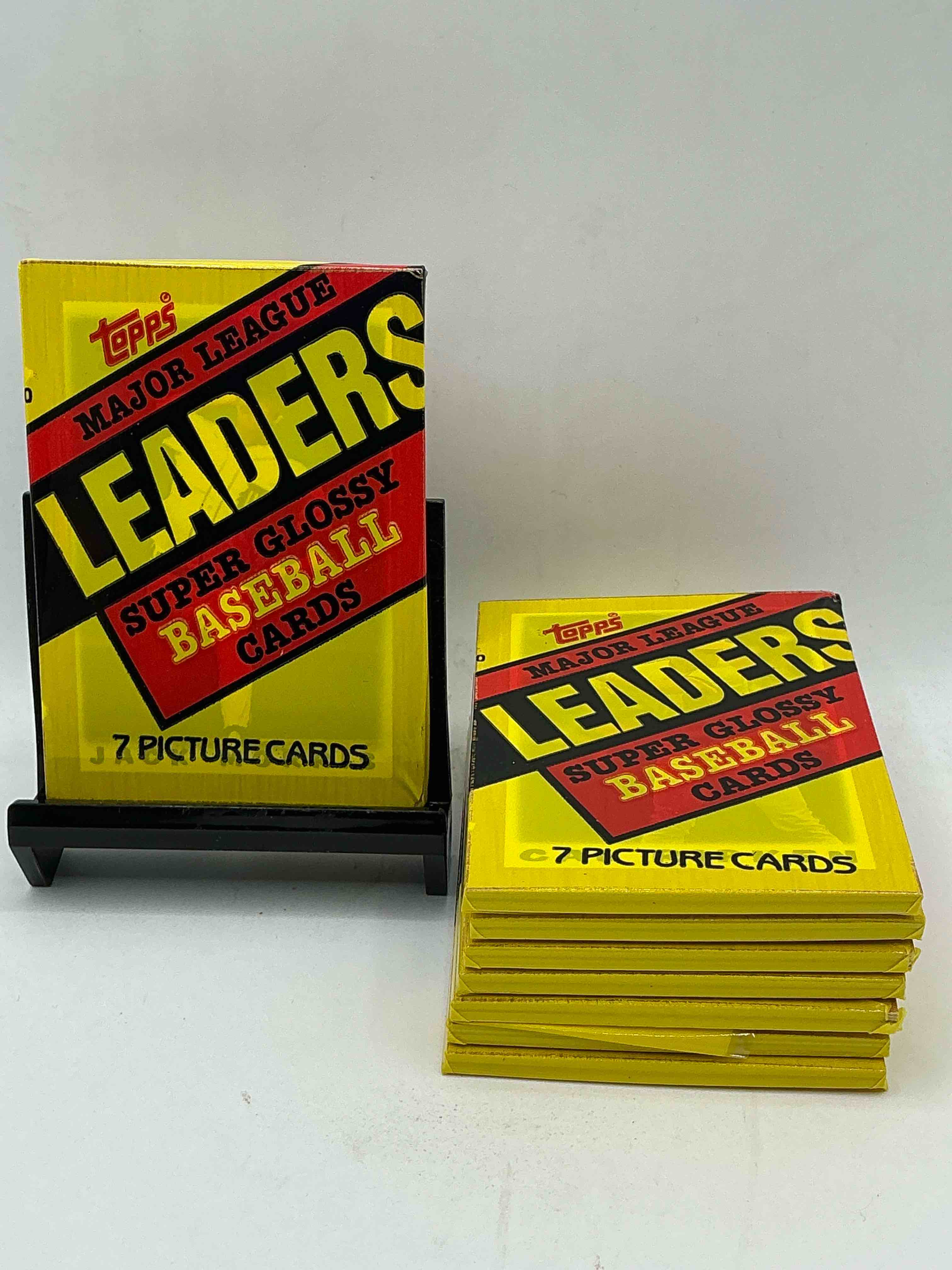 Ultra Rare! 1987 "MLB Leaders" Unopened Miniature Baseball Collectible Card Packs, 7 Cards Per Pack, Direct From Original Retail Case. Super Rare, Impossible To Find! Like New Condition!