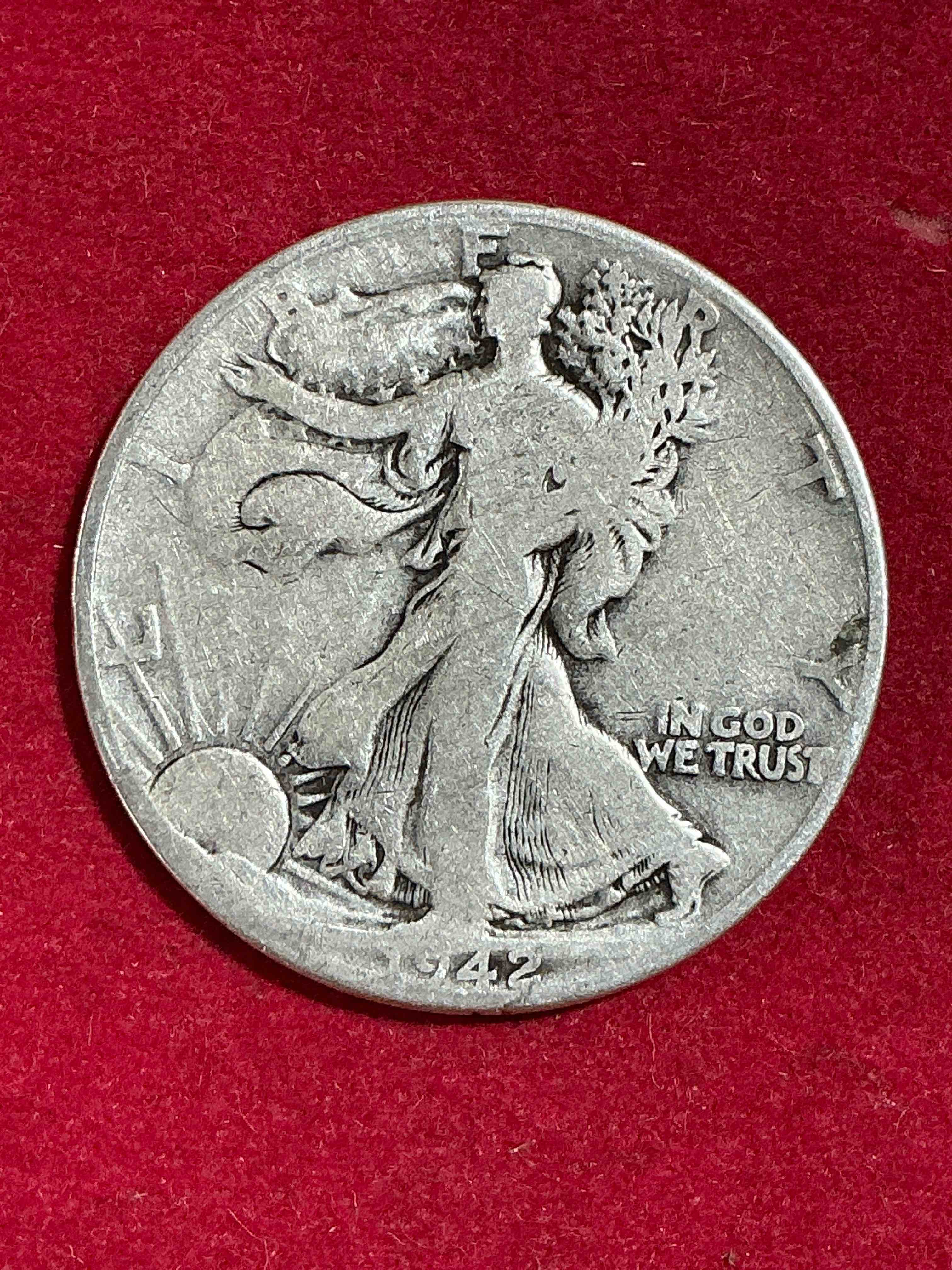 World War II Era Silver! Antique U.S. Silver! Liberty Walking Silver Fine U.S. Silver Half Dollar! This Striking Half Dollars Were Minted From 1916-1947 & Have Become Some Of The Most Collectible Coins In History! Here Is A Striking Appears Uncirculated Example From 1942! Liberty Walking Coins Are 90% Fine U.S. Silver, A Great Investment In Precious Metal!