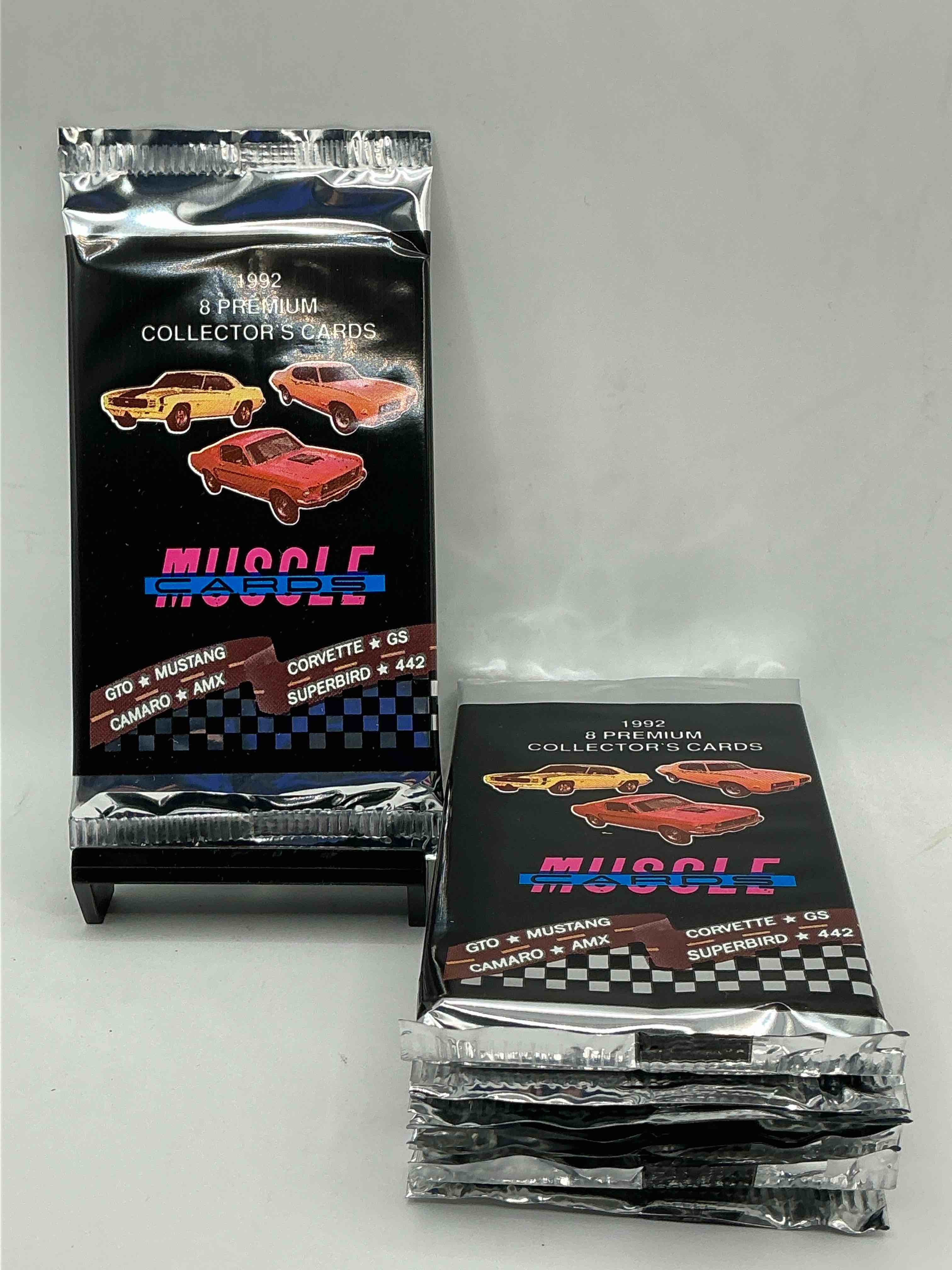 Genuine American Muscle 1992 Premium Collector Cards! 8 Cards Per Pack! GTO! Corvette! AMX! Mustang! GX! So Many More! WOW! 
