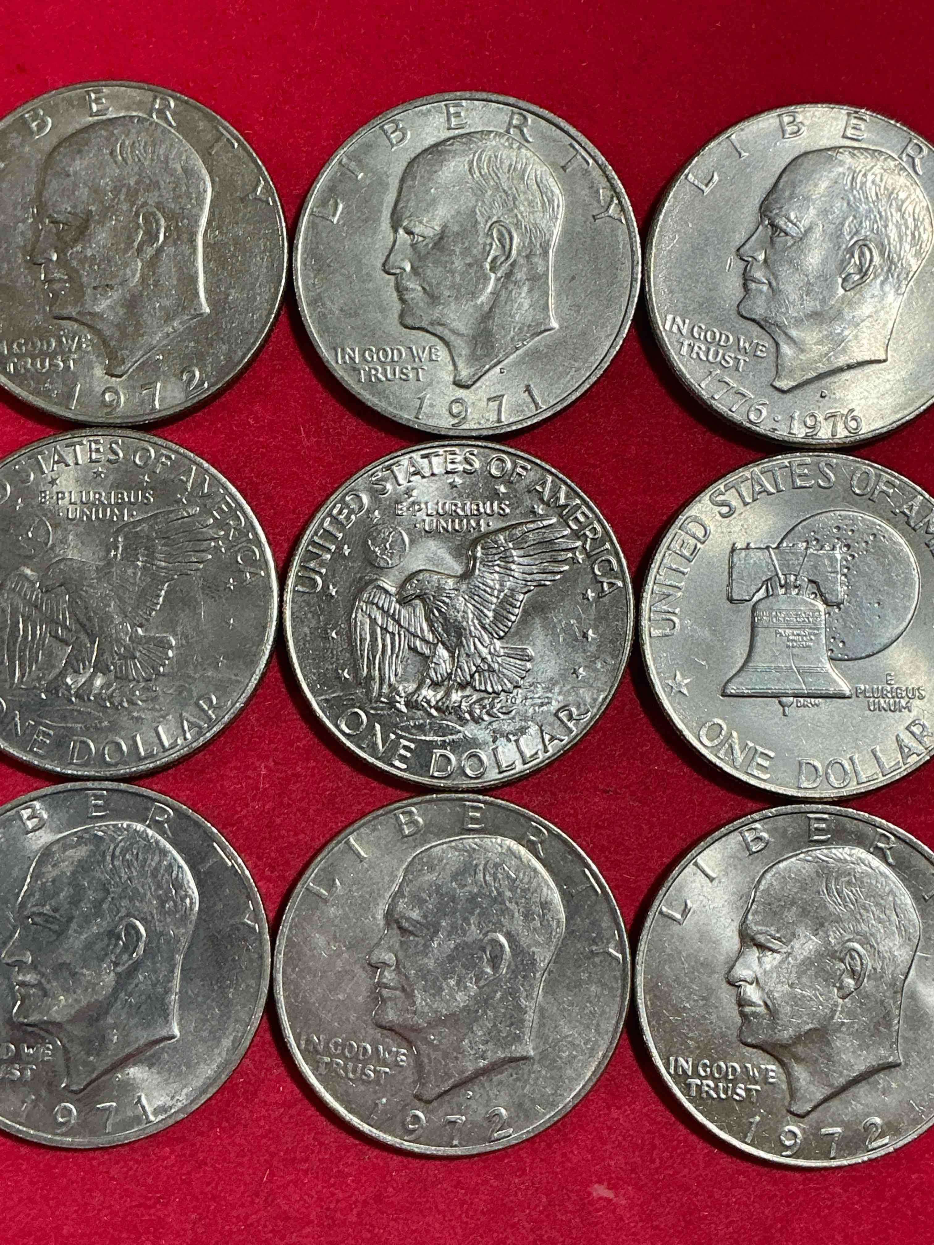 Gorgeous Eisenhower Dollar Coins! These Striking, Large U.S. Coins Were Minted From 1971-1978. Here Are Gorgeous Examples Of “Ike" Dollars From 1976 & Other Years! These Coins Have Become Immensely Popular With Collectors & Some Have Great Toning!