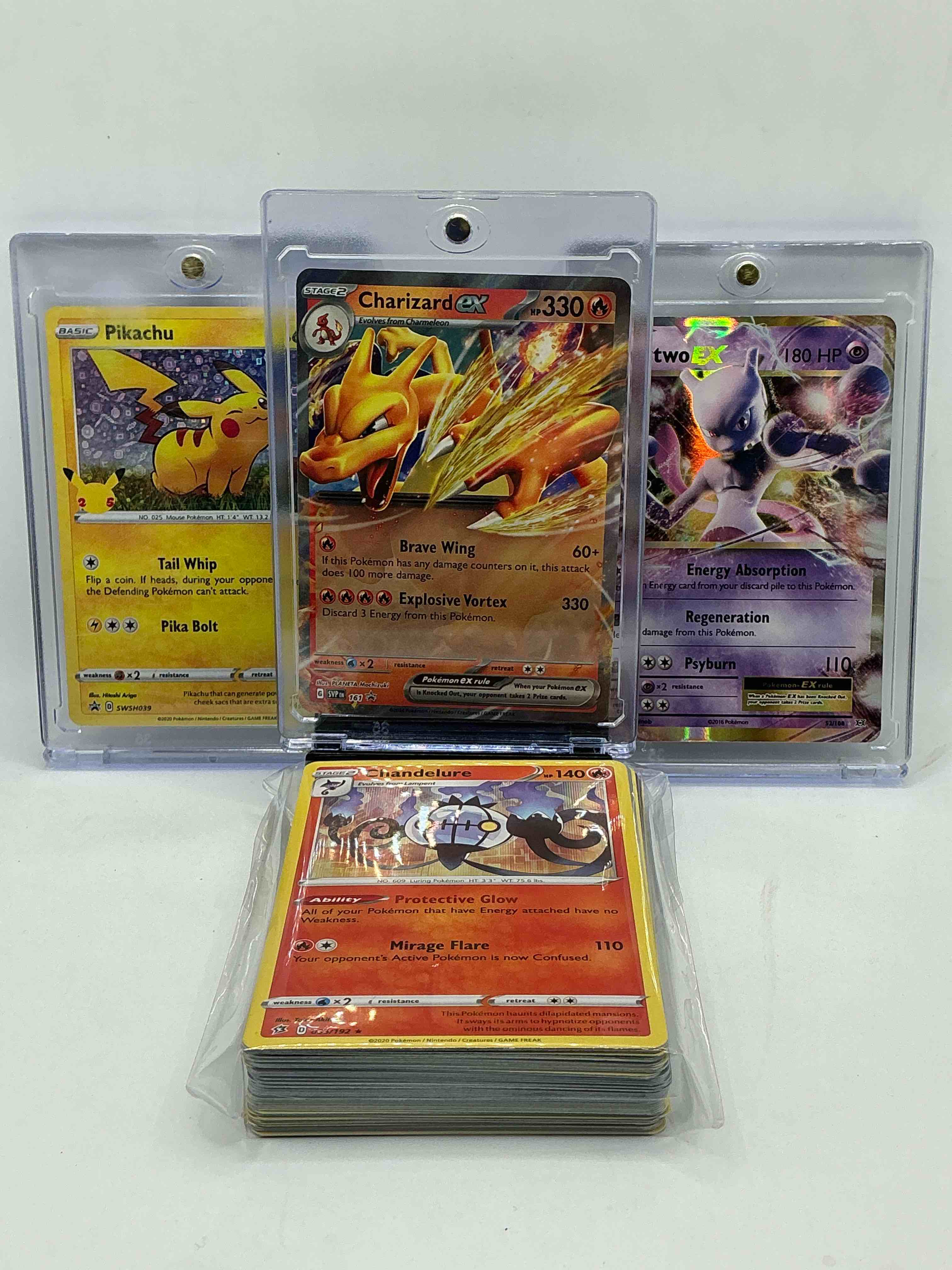 Pokémon Palooza! Charizard EX! Mewtwo EX! Pikachu! Along With 50 Other Pokémon Heroes, Holos, Legends & Commons- Including Holographic Cards, Stage 2 Cards, Holos In All Forms & More! Also Includes 36 Non Holo Common/ Uncommon Basic & First Stage Cards Trainers & Energy Too! Perfect Set For Collectors & Enthusiasts!