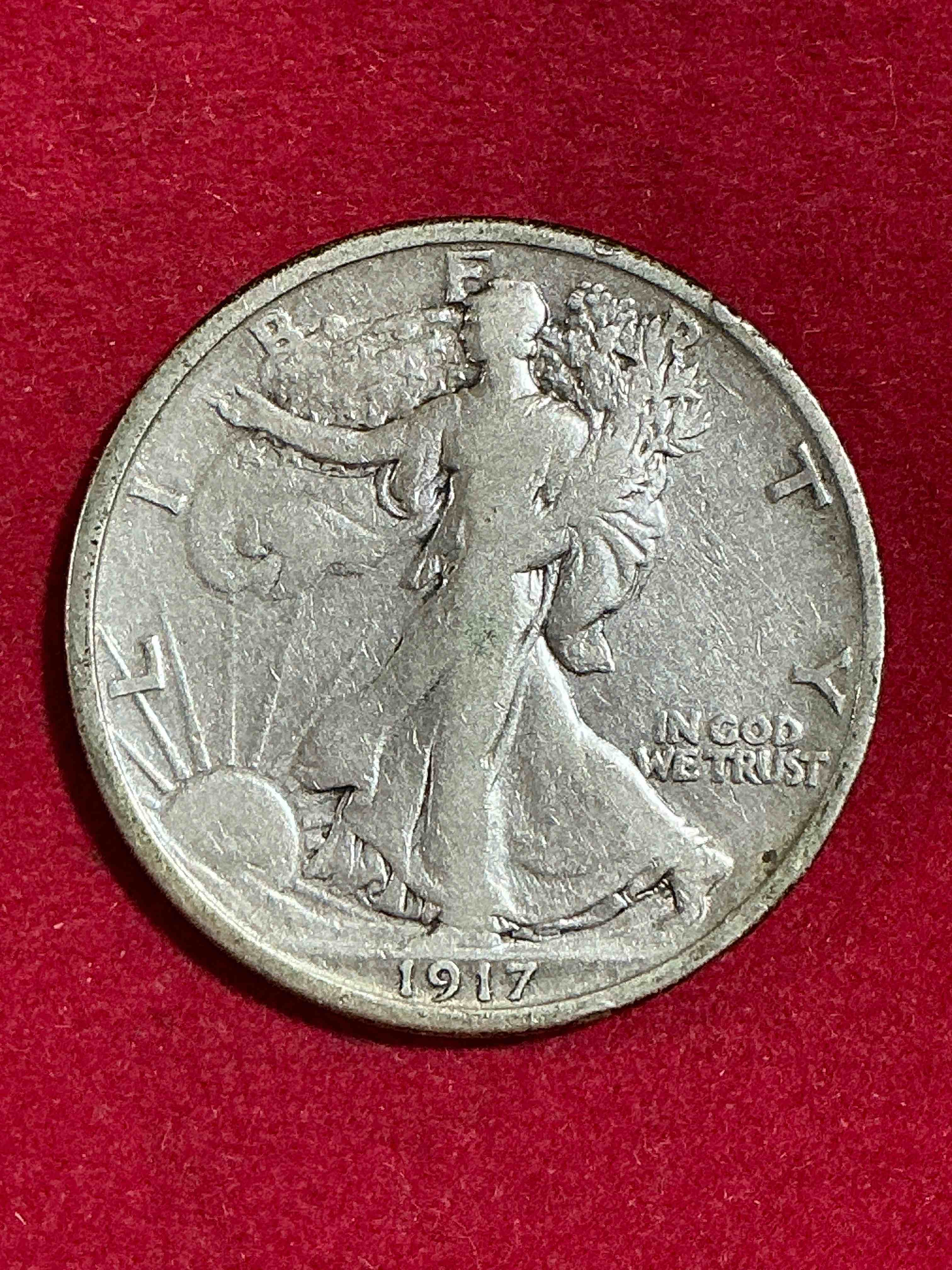 Early 1900’s Silver! Antique U.S. Silver! Liberty Walking Silver Half Dollar! These Striking Half Dollars Were Minted From 1916-1947 & Have Become Some Of The Most Collectible Coins In History! Here Is A Striking, Appears Uncirculated, Examples From 1917! Liberty Walking Coins Are 90% Fine U.S. Silver, A Great Investment In Precious Metal!