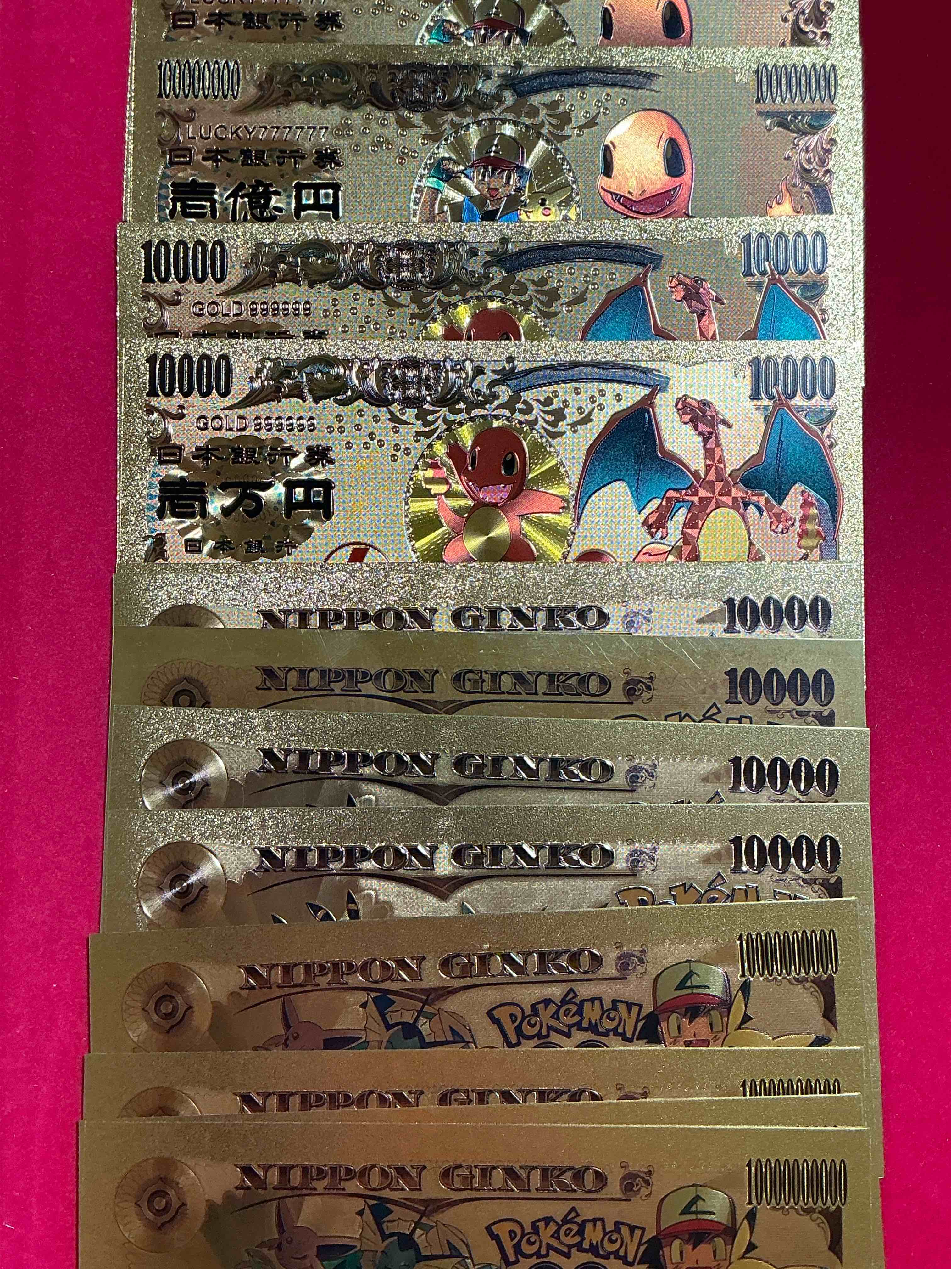 pokémon novelty gold in this color dollars! ultra cool novelty 10,000 pokémon bill with characters & cool designs! rare & hard to get!