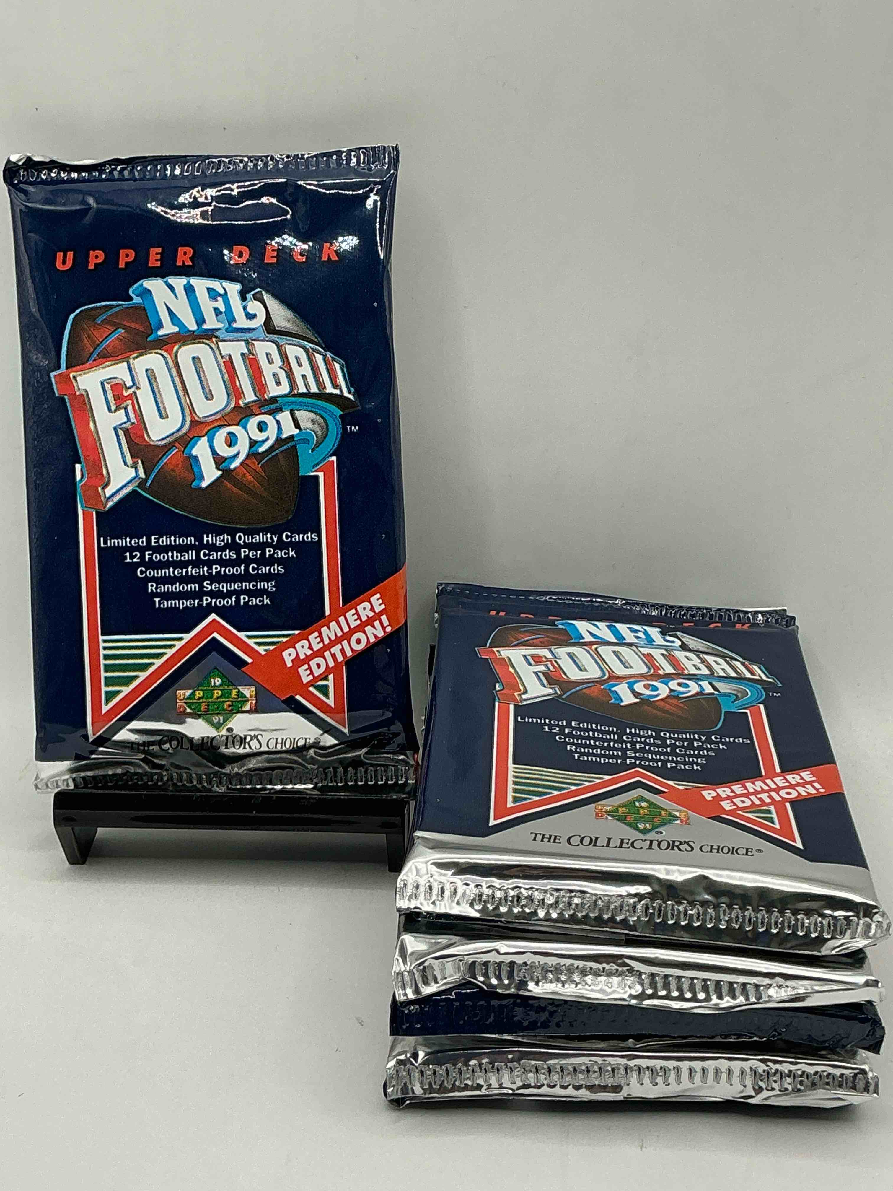 rare & vintage! 1991 upper deck premier edition unopened nfl football packs! direct from original box! brett favre rookie year! search for brett favre rookie & other 80s stars!