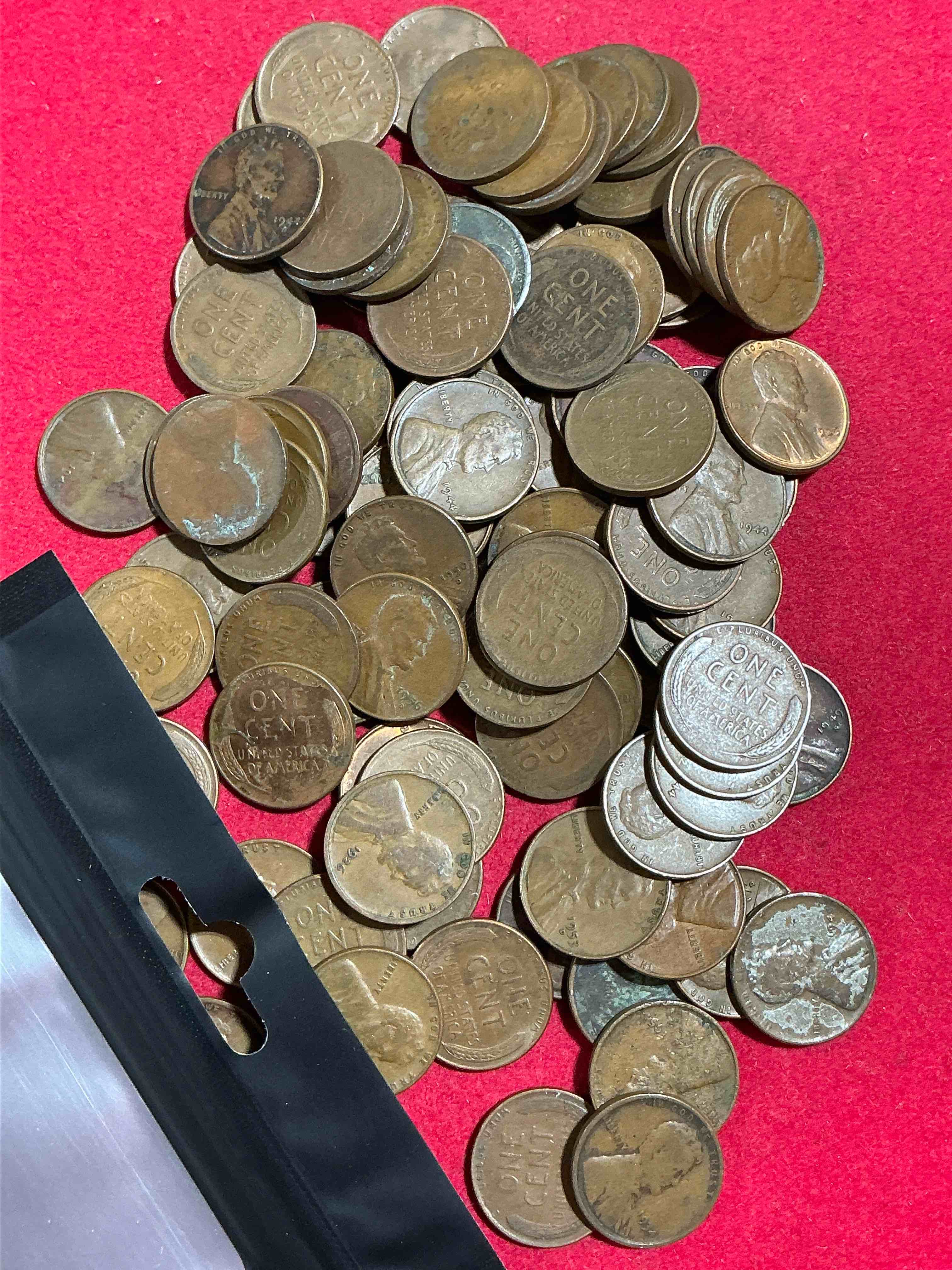 antique wheat pennies 100 count un-searched lot! wheat pennies were minted from 1909-1958 originally replacing the indian head penny. there are many, many interesting & valuable years / mint marks in wheat pennies, win this lot & have fun searching to see what you get! a great way to start collecting antique coins!