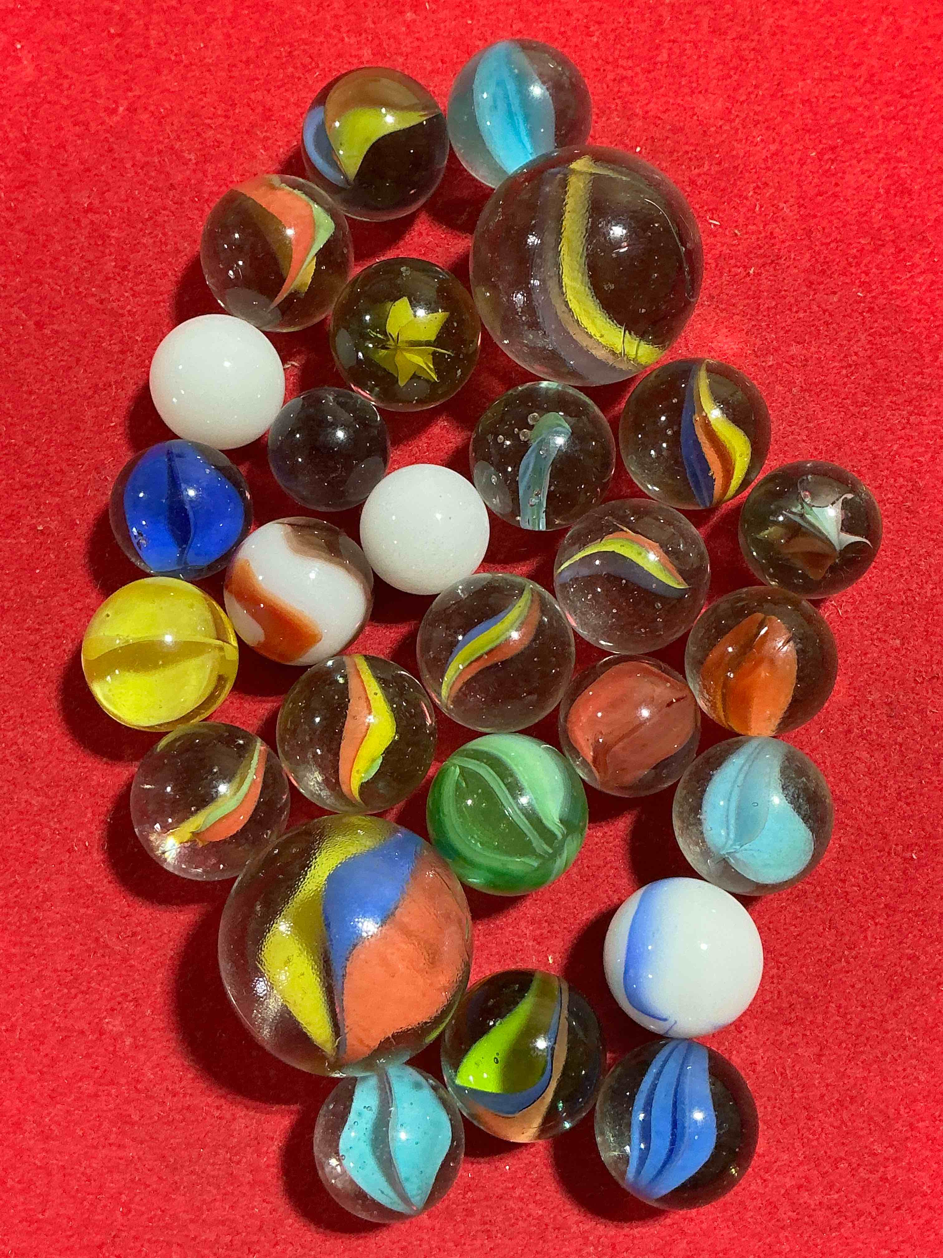 antique glass marbles! genuine stunning marbles lot, all marbles made between the years 1925-1965 & made with uranium! many are great depression era & even earlier! gorgeous, authentic pieces of history!  