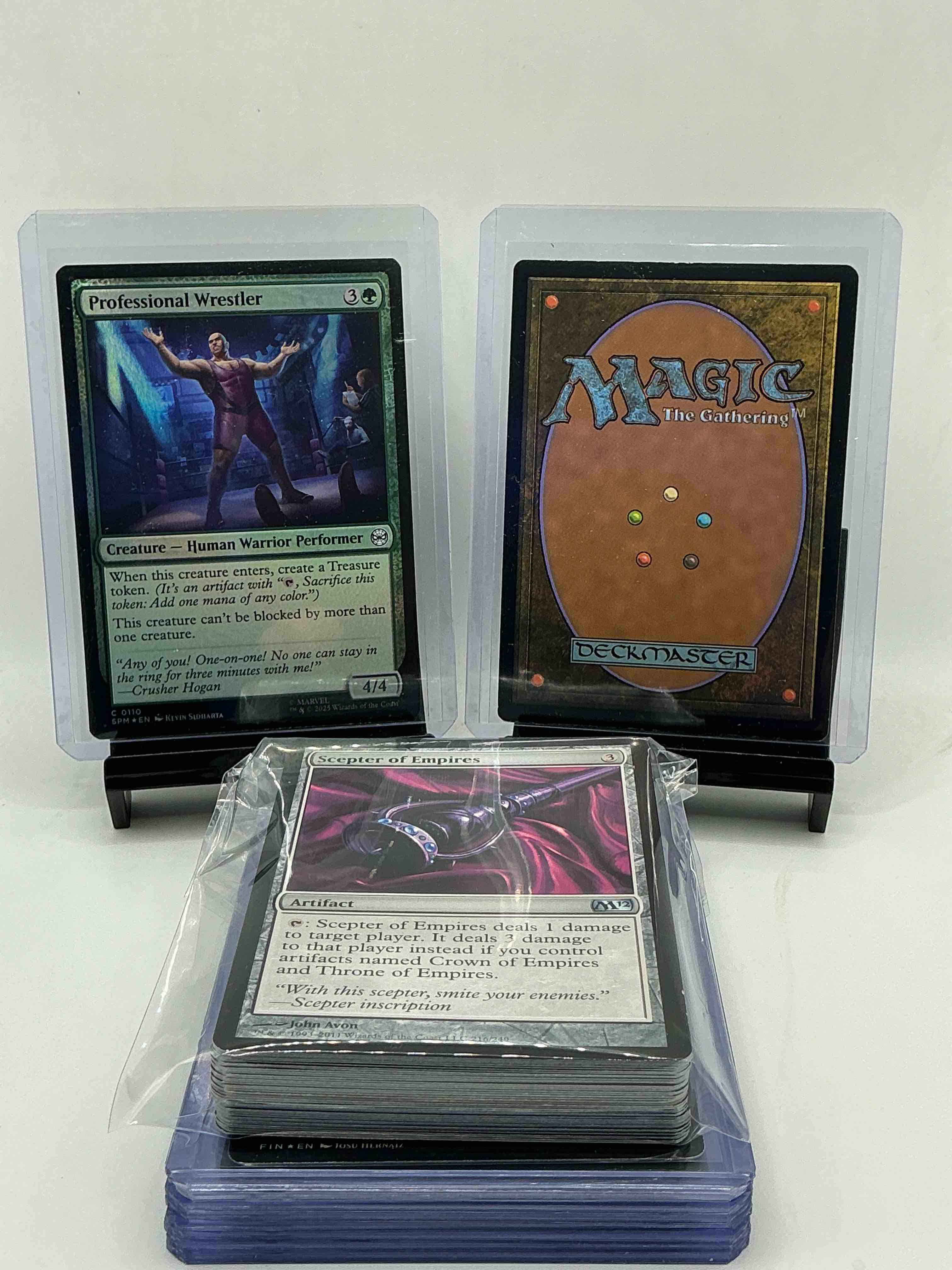 Condition photo showing New/Like New for magic the gathering 50 card lot! lot includes 10 rare or holo foil cards! all cards in excellent shape condition! a great way to join the mtg craze!