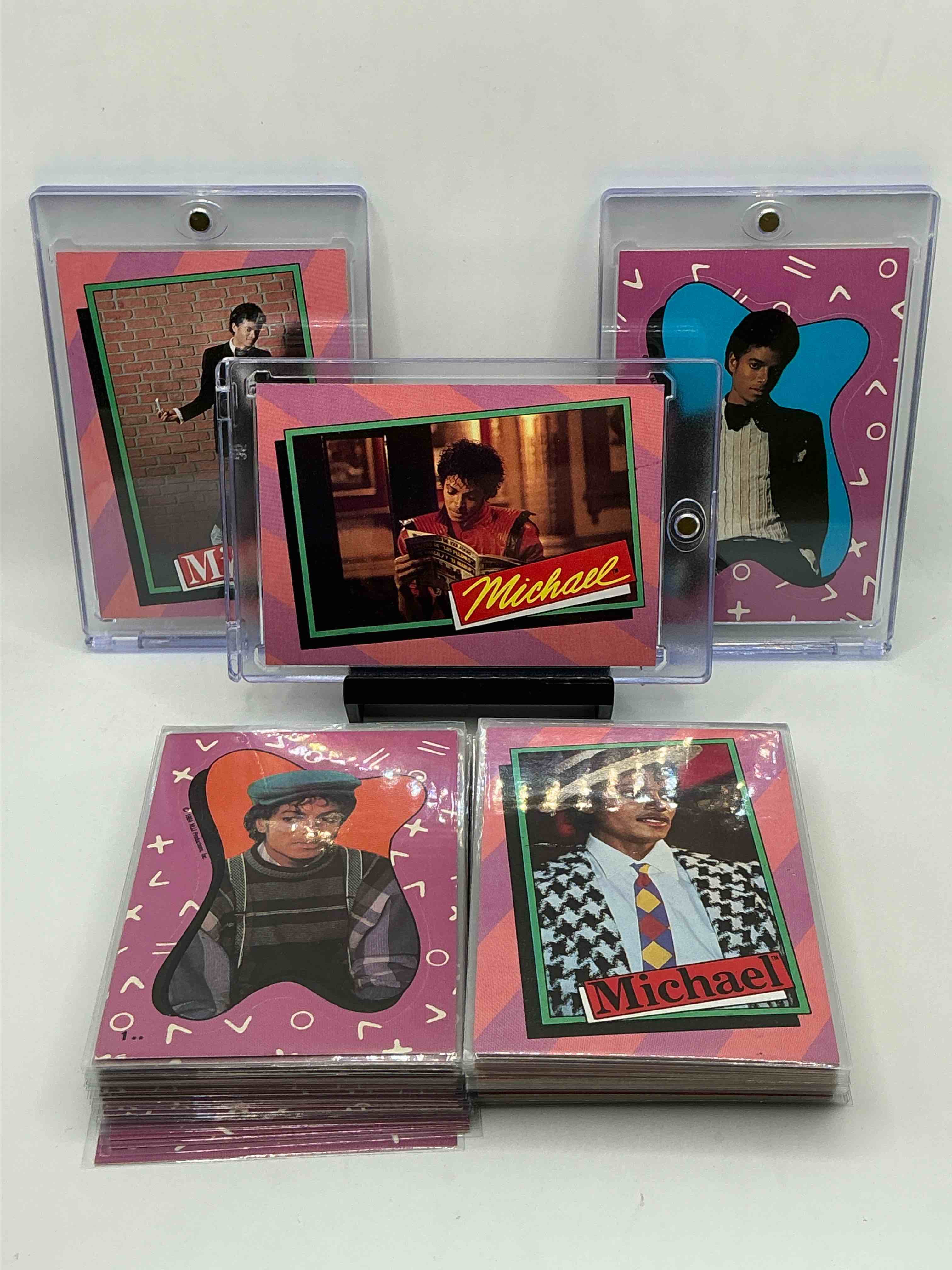 1984 michael jackson history! complete series two 33 card michael jackson collector card set with 33 stickers! authentic original from 1984! a serious collector item straight from the height of michael jackson mania! great condition & completely original!