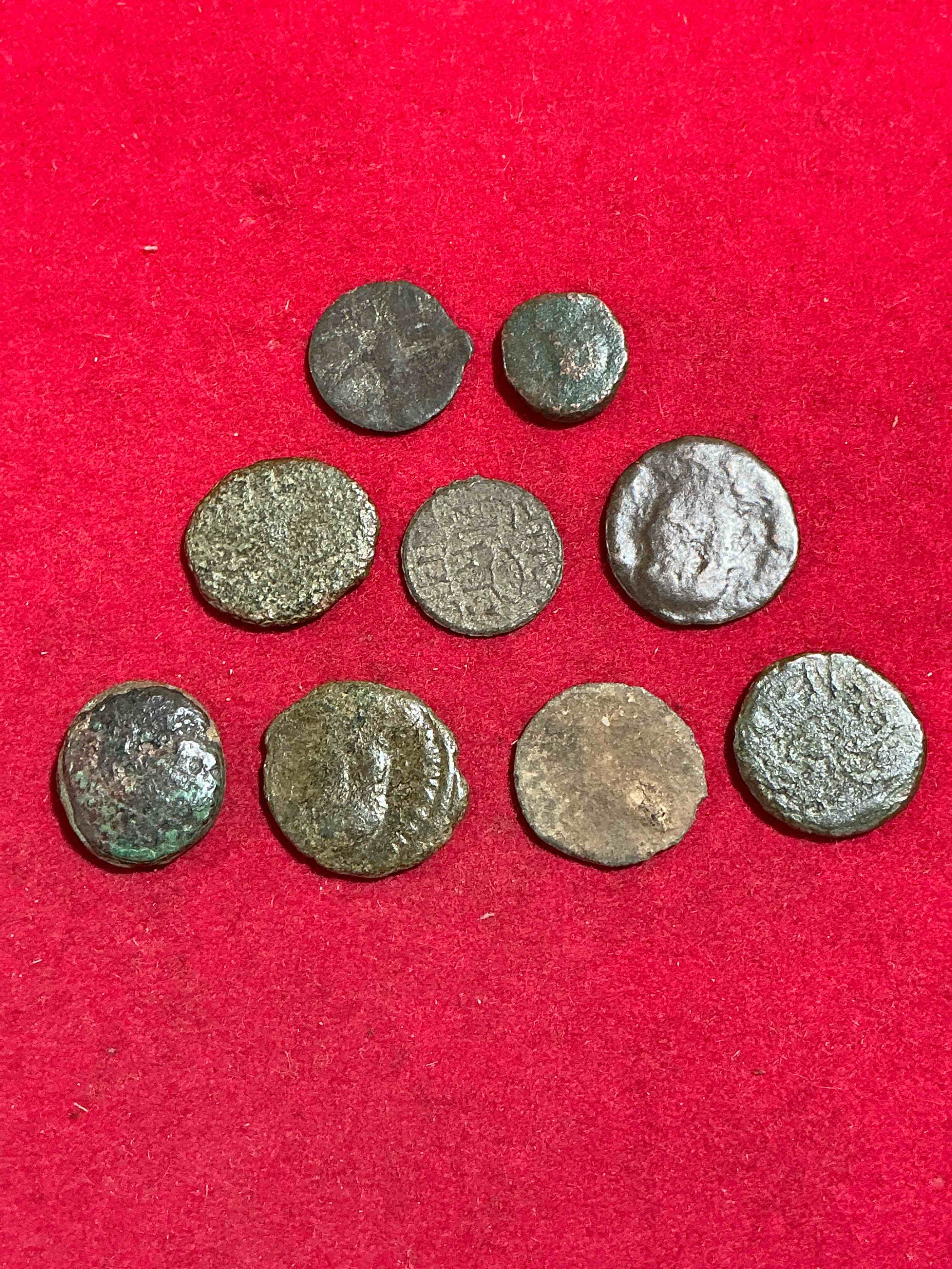ancient roman coins! 1,600-1700 years old approximately! check out these amazing authentic pieces of history, ancient roman bronze coins from the approx 300 to 400 a.d era... serious pieces of history & serious colléctor items! own authentic pieces of ancient history!