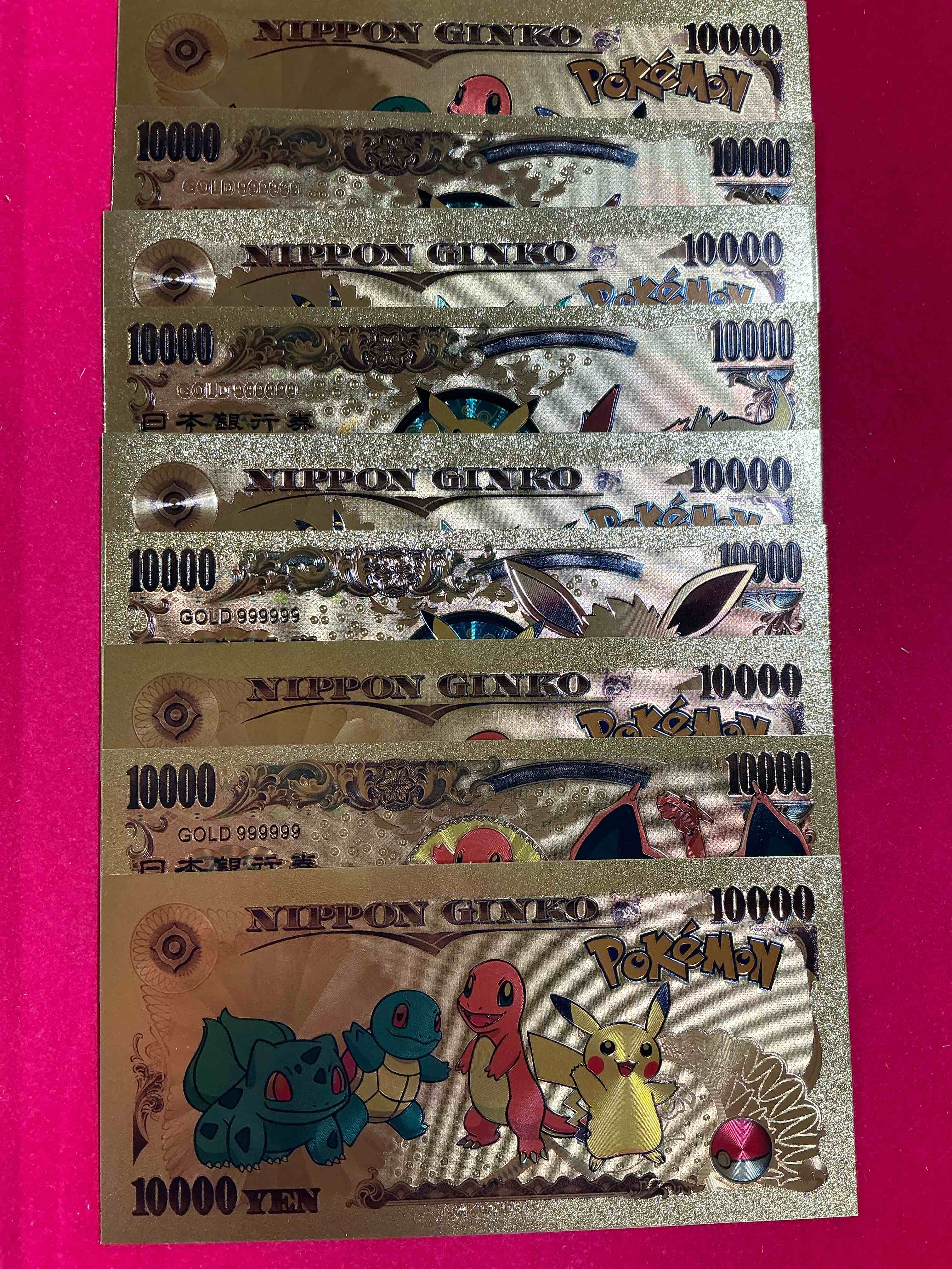 pokémon novelty gold in this color dollars! ultra cool novelty 10,000 pokémon bill with characters & cool designs! rare & hard to get! 
