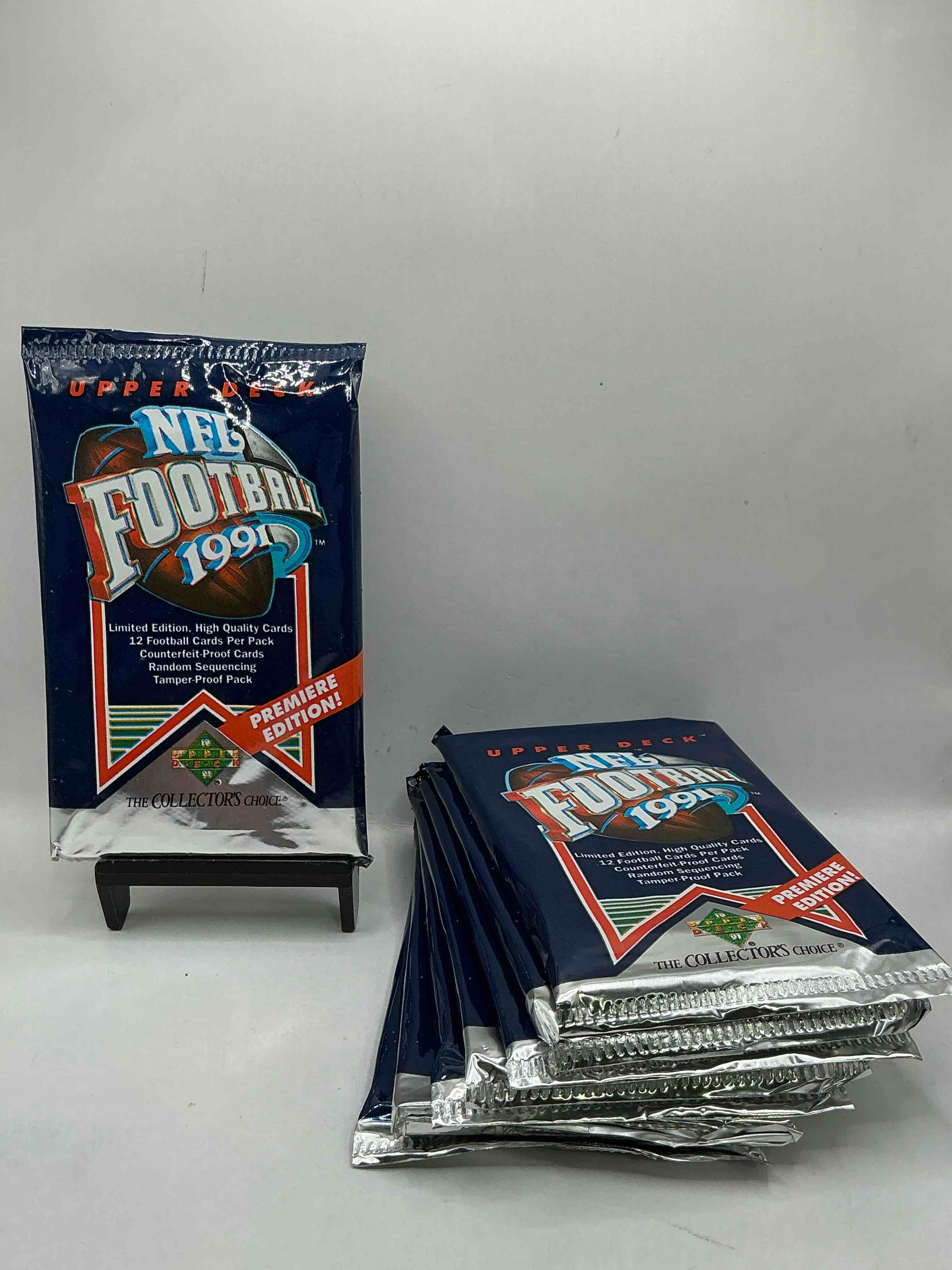 rare & vintage! 1991 upper deck premier edition unopened nfl football packs! direct from original box! brett favre rookie year! search for brett favre rookie & other 90s stars!