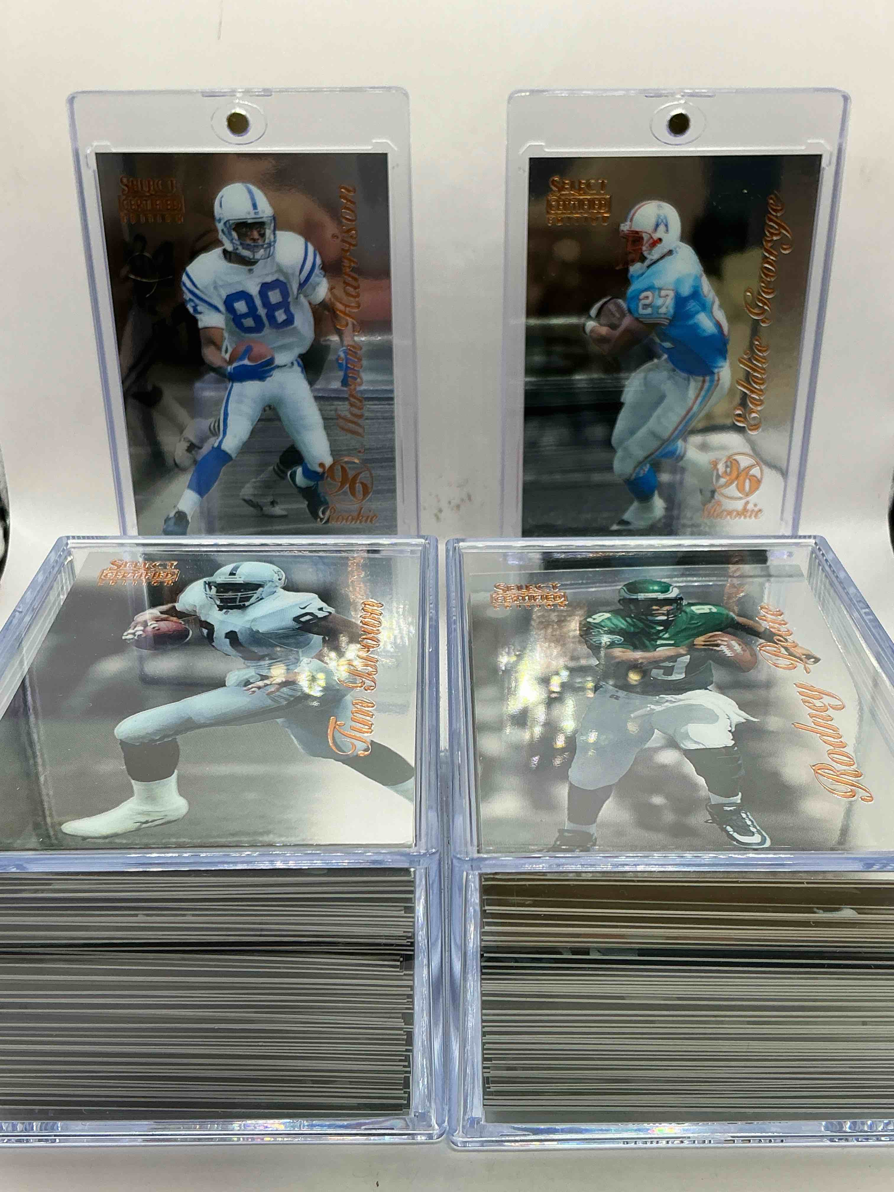 1996 ultra rare complete football set!  1996 select certified football complete 125 card set, excellent condition!  this rare set includes key rookies from marvin harrison, eddie george & so much more!  super hard to find complete!  a rare, serious collectible!  