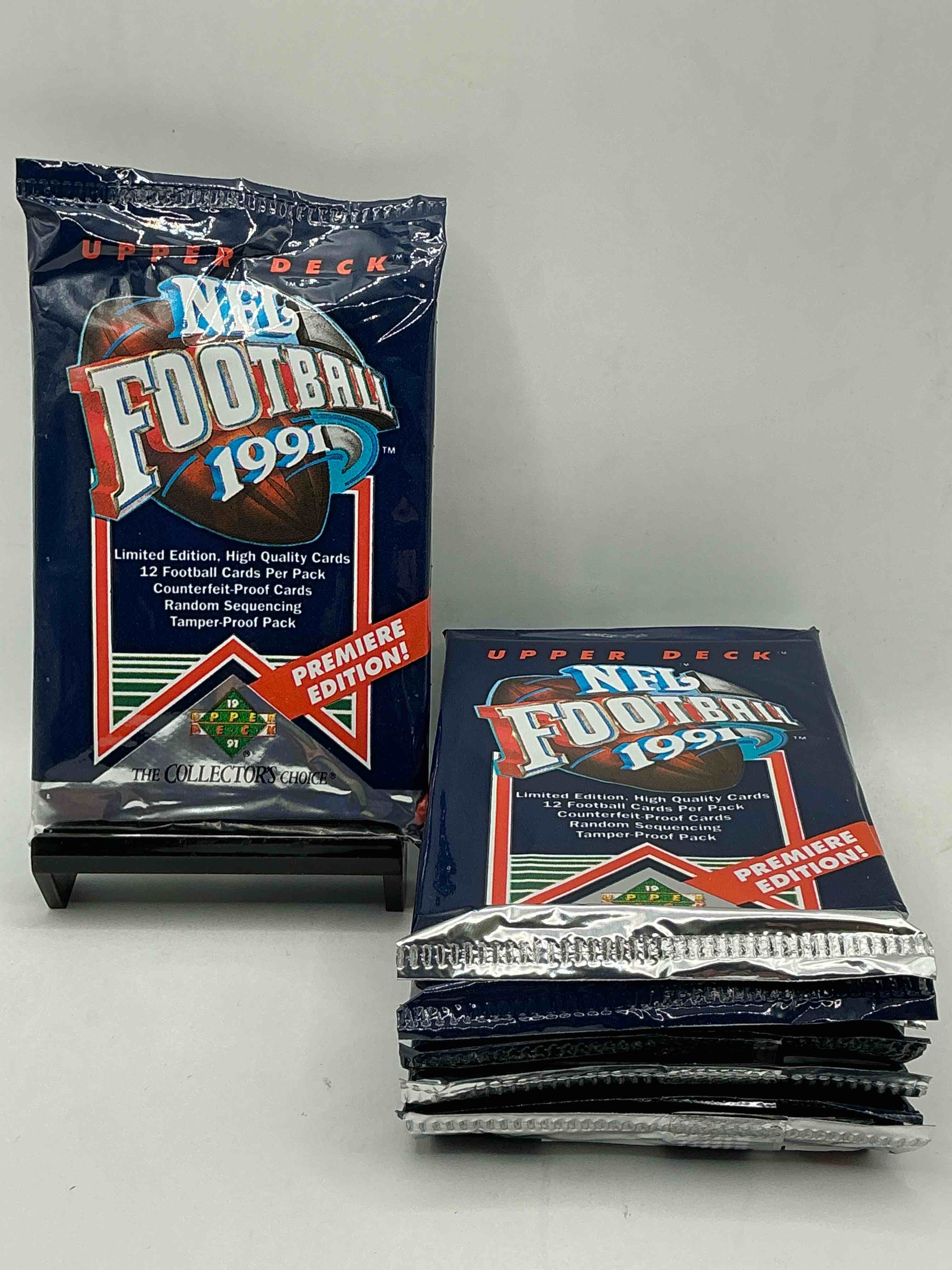 rare & vintage! 1991 upper deck premier edition unopened nfl football packs! direct from original box! brett favre rookie year! search for brett favre rookie & other 80s stars!