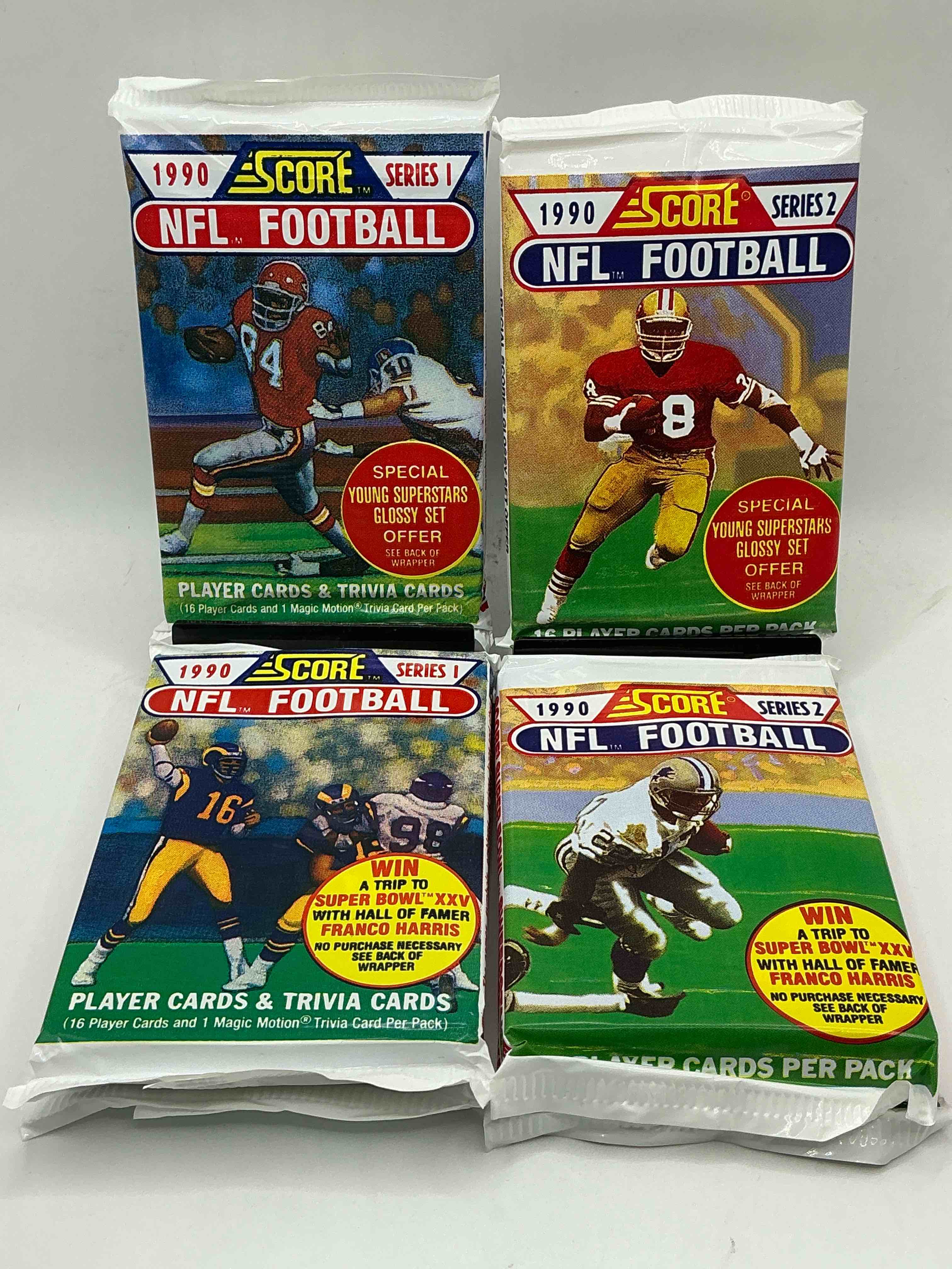 Condition photo showing New/Like New for emmitt smith rookie!? in perfect condition worth hundreds! 1990 score football unopened collectible sports card packs series i & ii! direct from original box! look for valuable emmitt smith rookie cards! let the search begin!