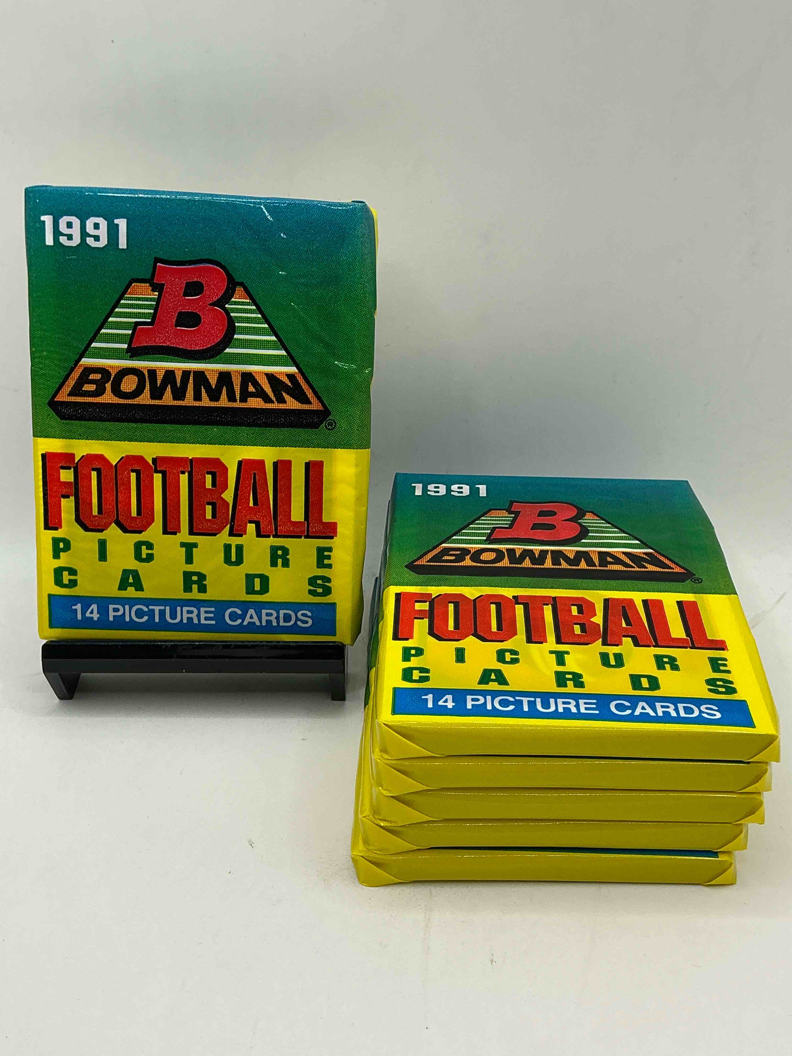 1991 bowman football unopened sports card packs direct from original box! search for valuable emmitt smith cards & other stars! super rare & could have some awesome cards inside!