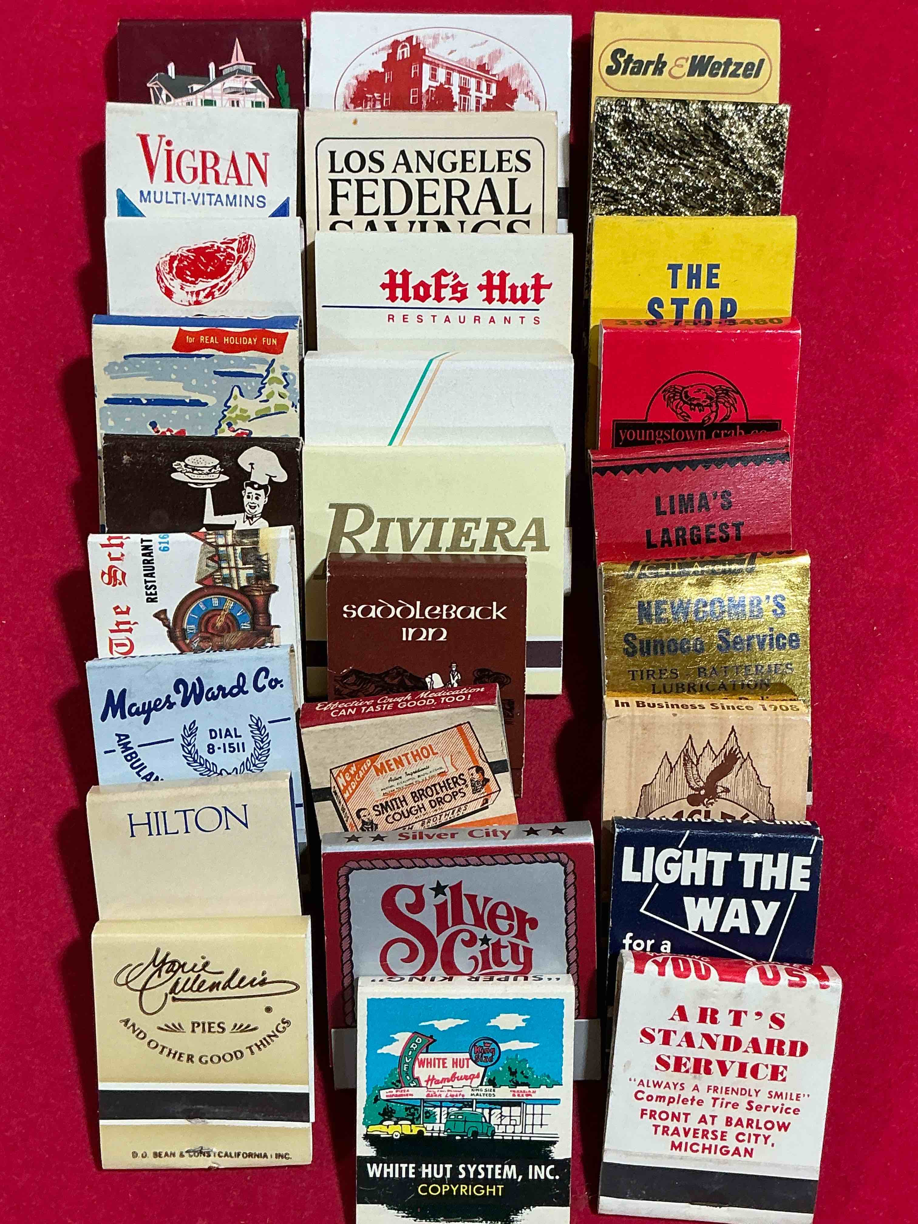 vintage matchbooks! a crazy hard to collect collection of matchbooks from all over, many from places that no longer exist! collection spans decades & decades! most books are complete with all matches! one of a kind collection! all original & impossible to find anywhere else!