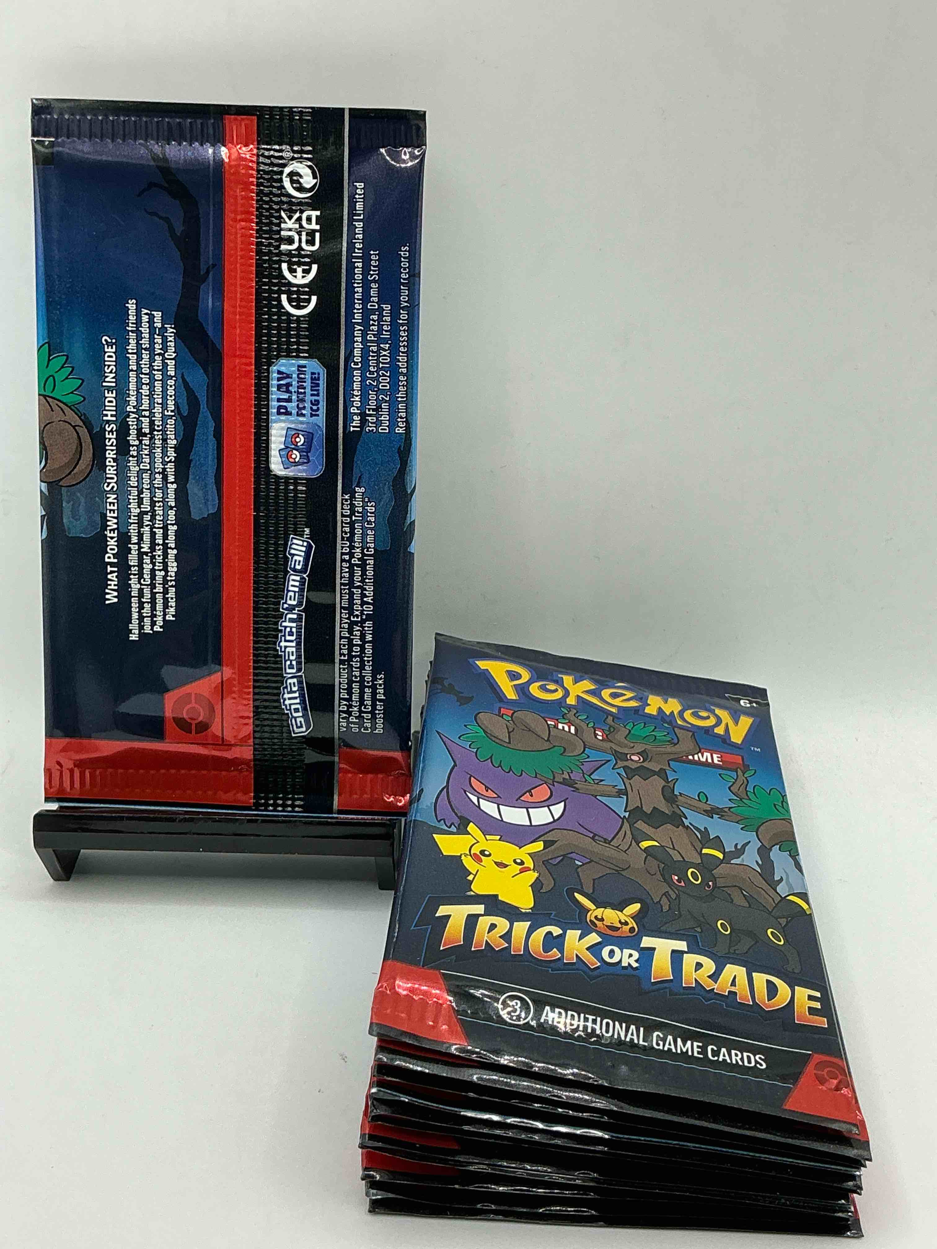 Condition photo showing New/Like New for pokémon packs! spooky trick or trade unopened packs! 3 cards per pack, from 2024! look for legendary monsters!