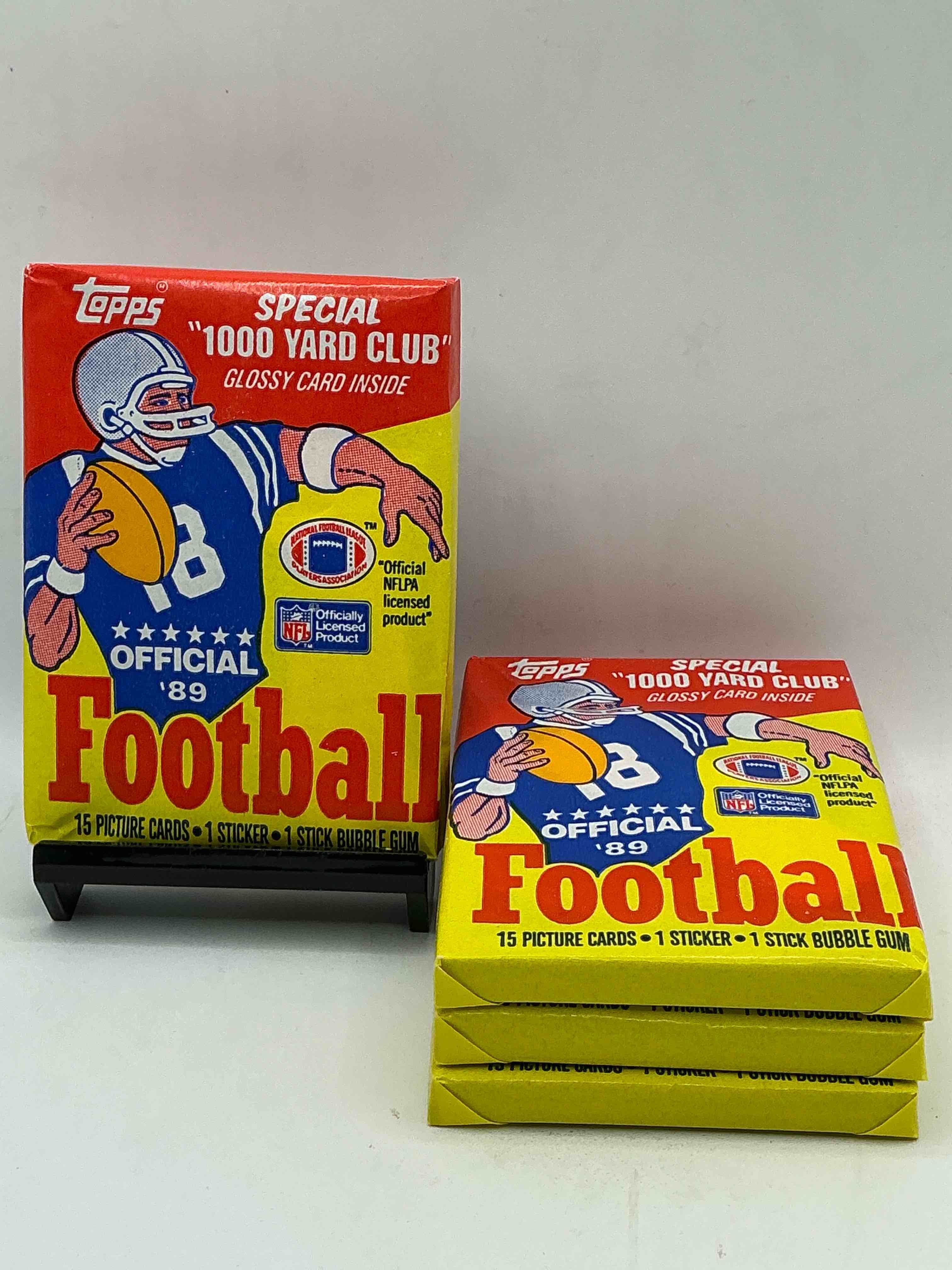 1989 topps football unopened sports card wax packs! straight from original box!search for deion sanders rookie cards! along with valuable jerry rice, bo jackson & other 80's stars!