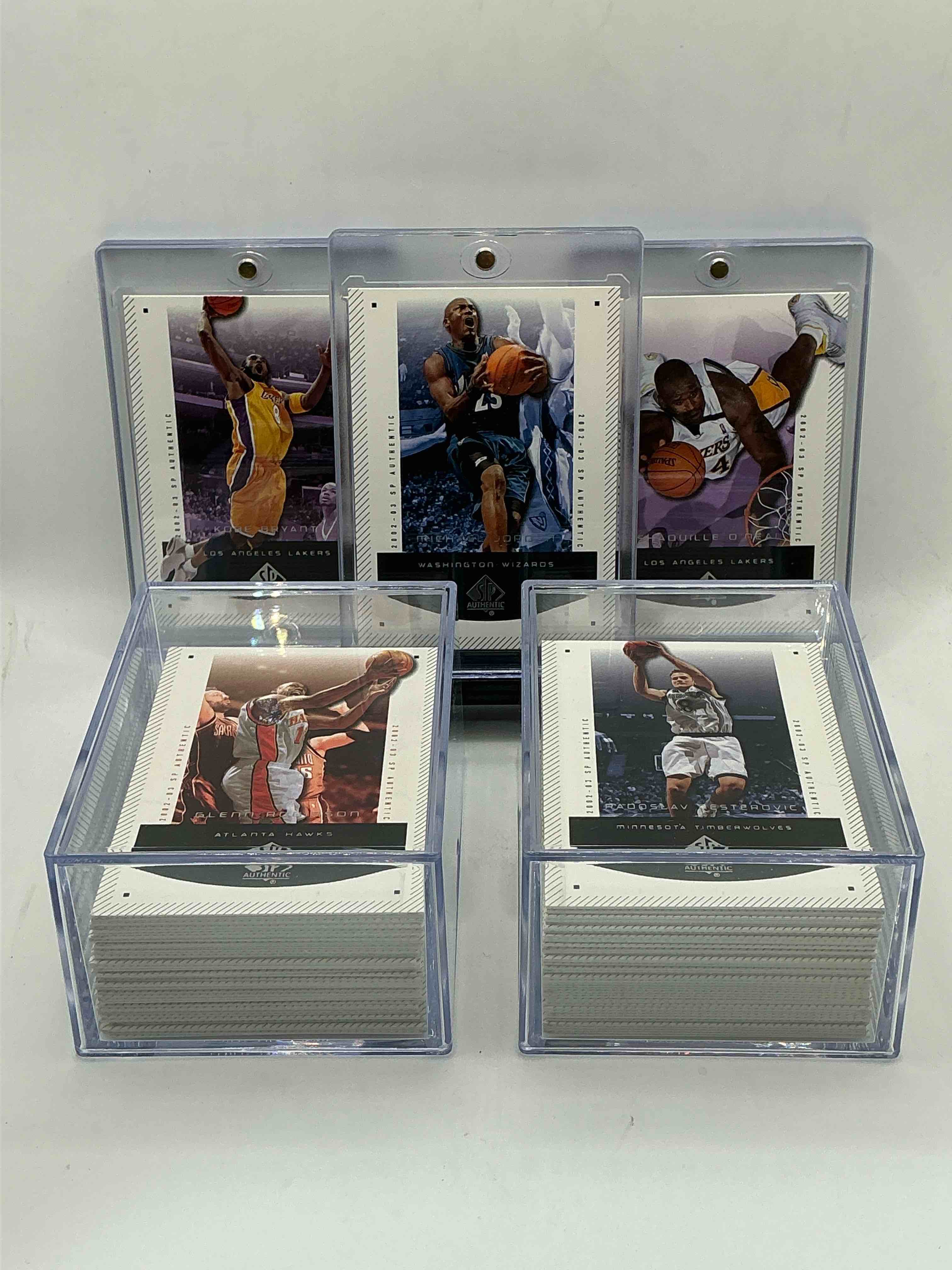 2002-03 basketball wow! super rare upper deck sp authentic nba basketball cards, complete all 100 cards from year! includes rare key michael jordan & allen iverson cards & so much more! excellent condition! a serious, rare, complete collector item!