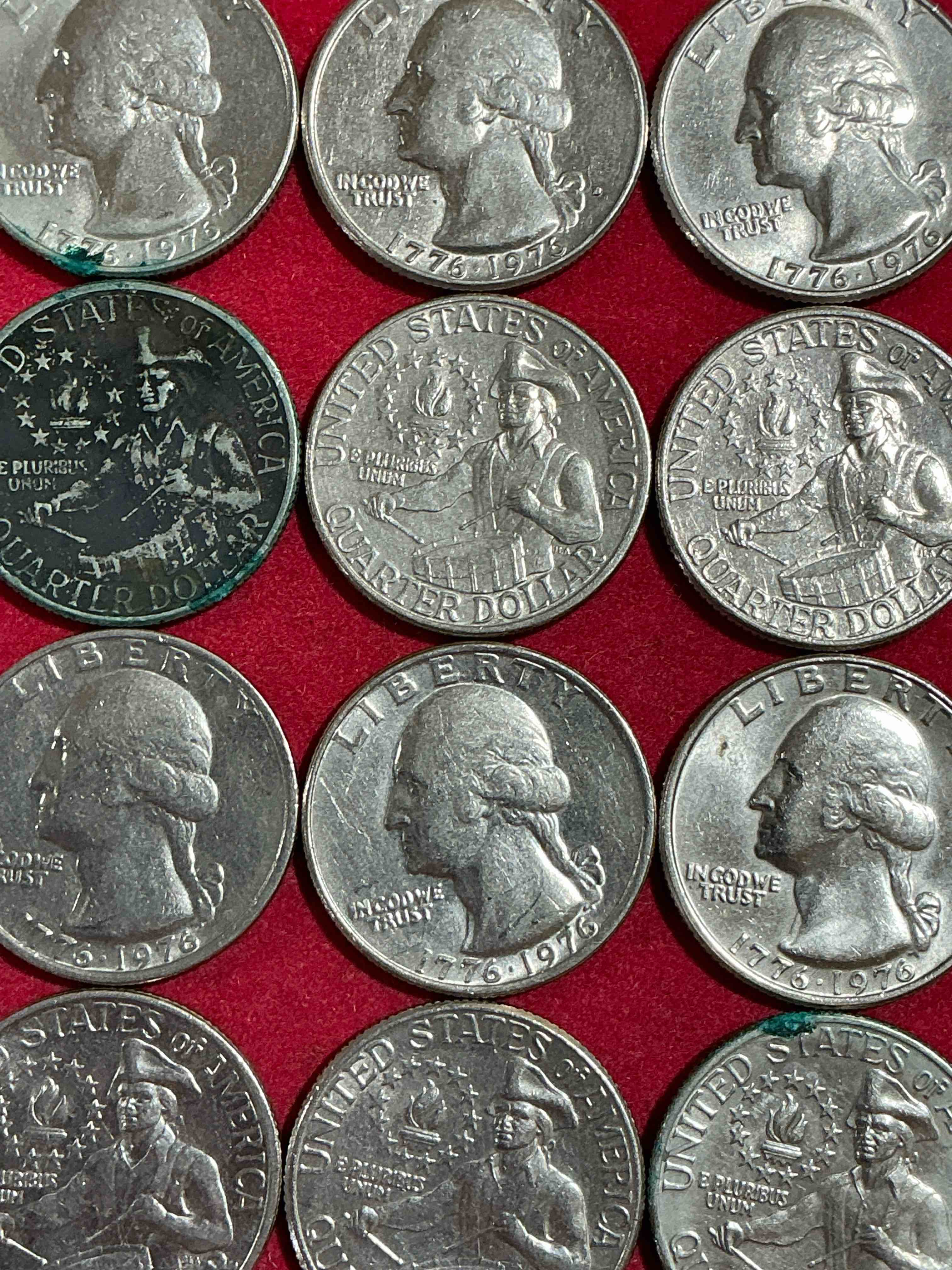 1976 bicentennial bliss! quarters! in 1976 the u.s. mint produced coins celebrating the 200 year anniversary of america. up for auction are awesome examples of bicentennial quarters produced for this... the infamous 200 year anniversary edition! highly desirable for collectors! own pieces of history & get ready for america's 250 year anniversary coming soon!