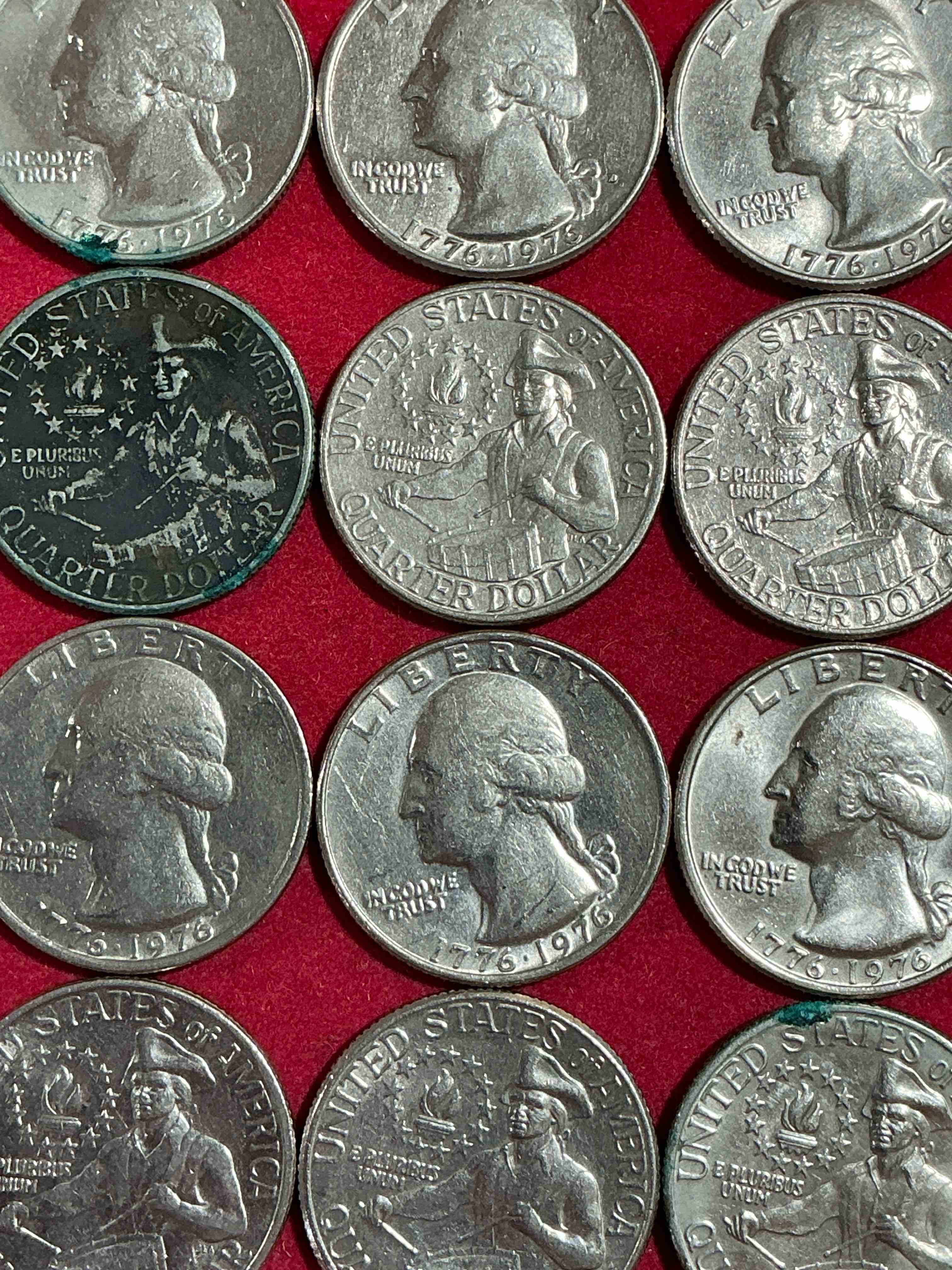 Condition photo showing Good Condition for 1976 bicentennial bliss! quarters! in 1976 the u.s. mint produced coins celebrating the 200 year anniversary of america. up for auction are awesome examples of bicentennial quarters produced for this... the infamous 200 year anniversary edition! highly desirable for collectors! own pieces of history & get ready for america's 250 year anniversary coming soon!