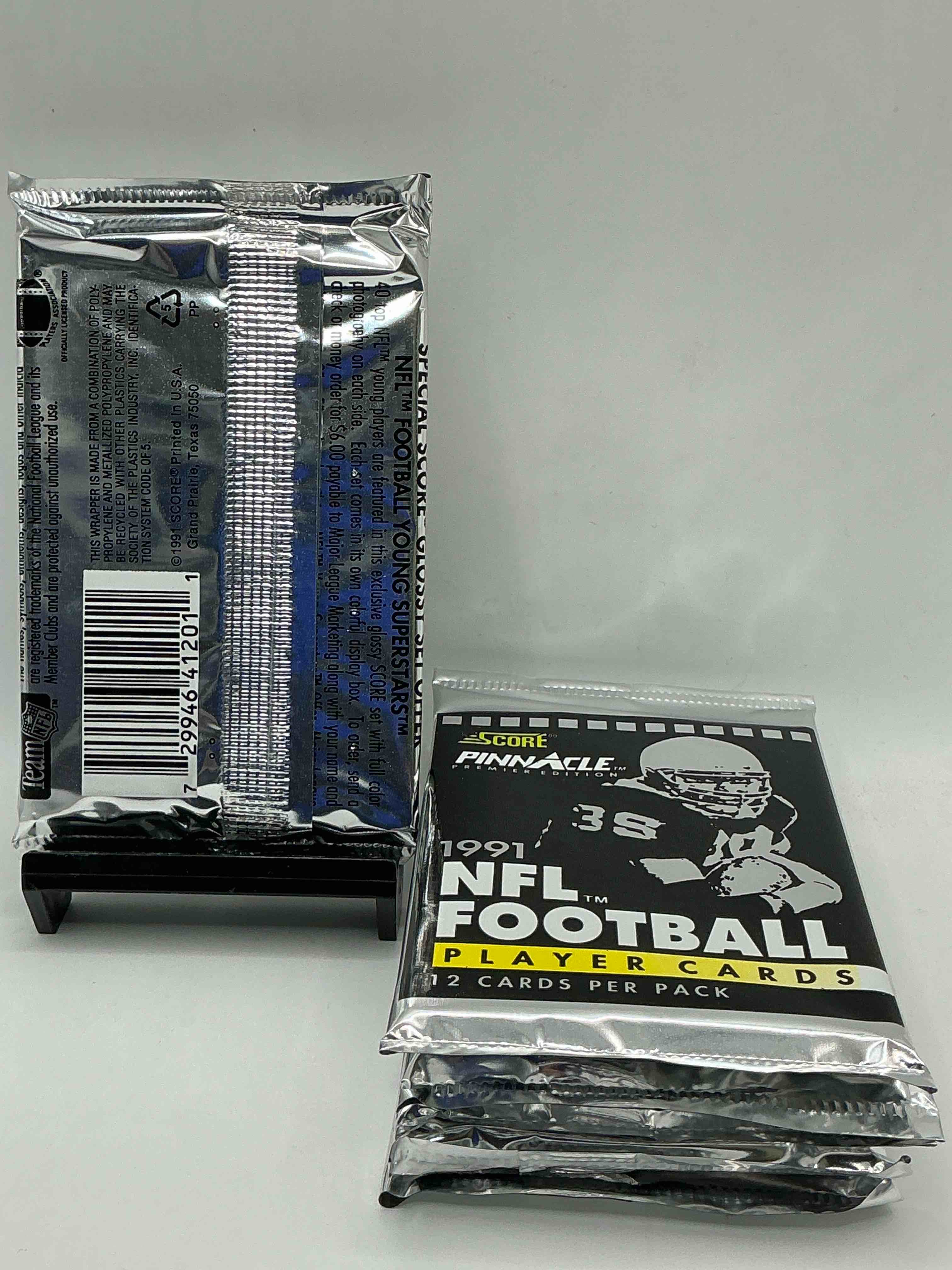 Condition photo showing New/Like New for 1991 pinnacle premier edition score unopened sports card packs direct from original box! search for valuable emmitt smith cards & other stars!
