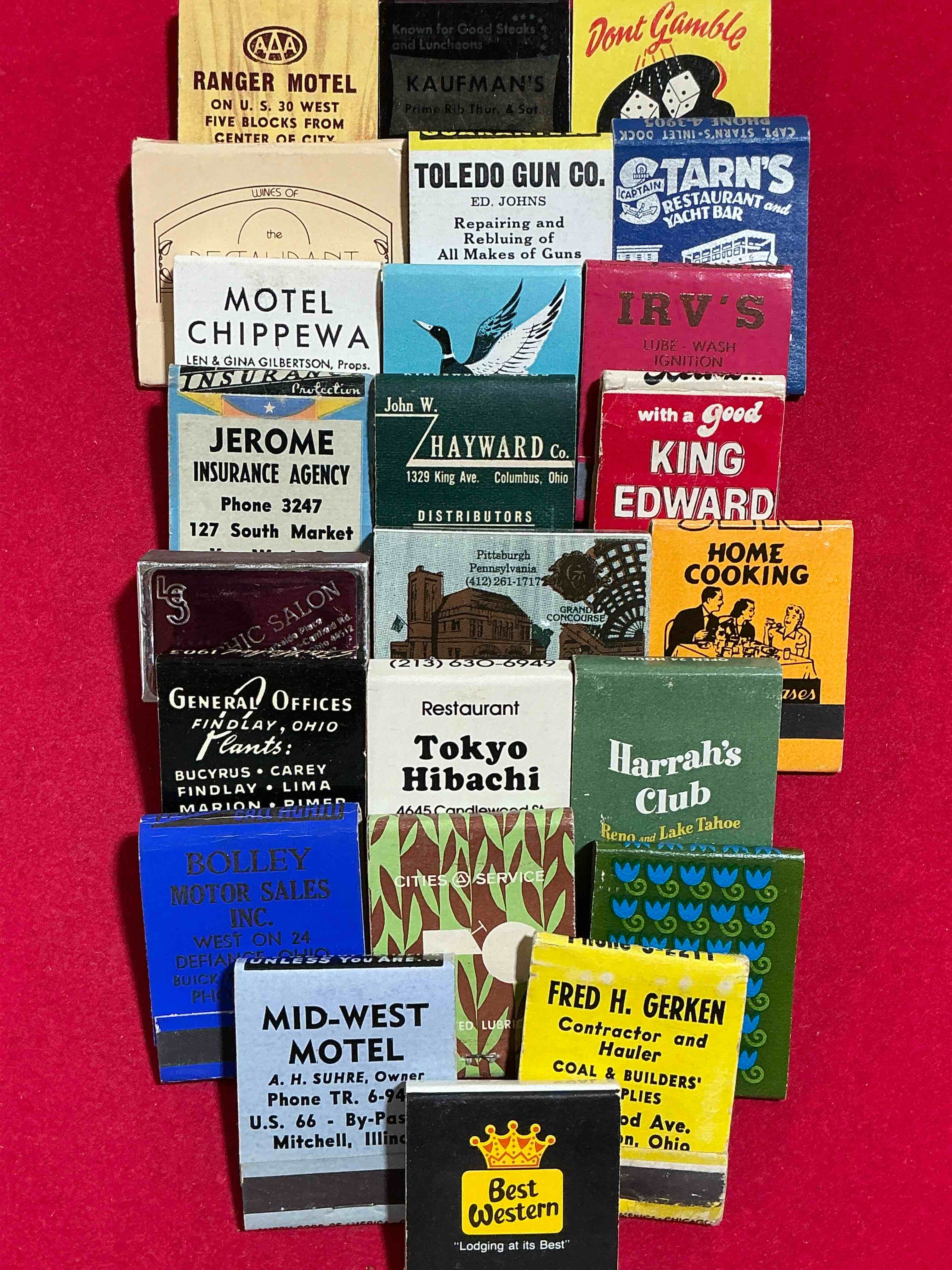 Condition photo showing Good Condition for vintage matchbooks! a crazy hard to collect collection of matchbooks from all over, many from places that no longer exist! collection spans decades & decades! most books are complete with all matches! one of a kind collection! all original & impossible to find anywhere else!