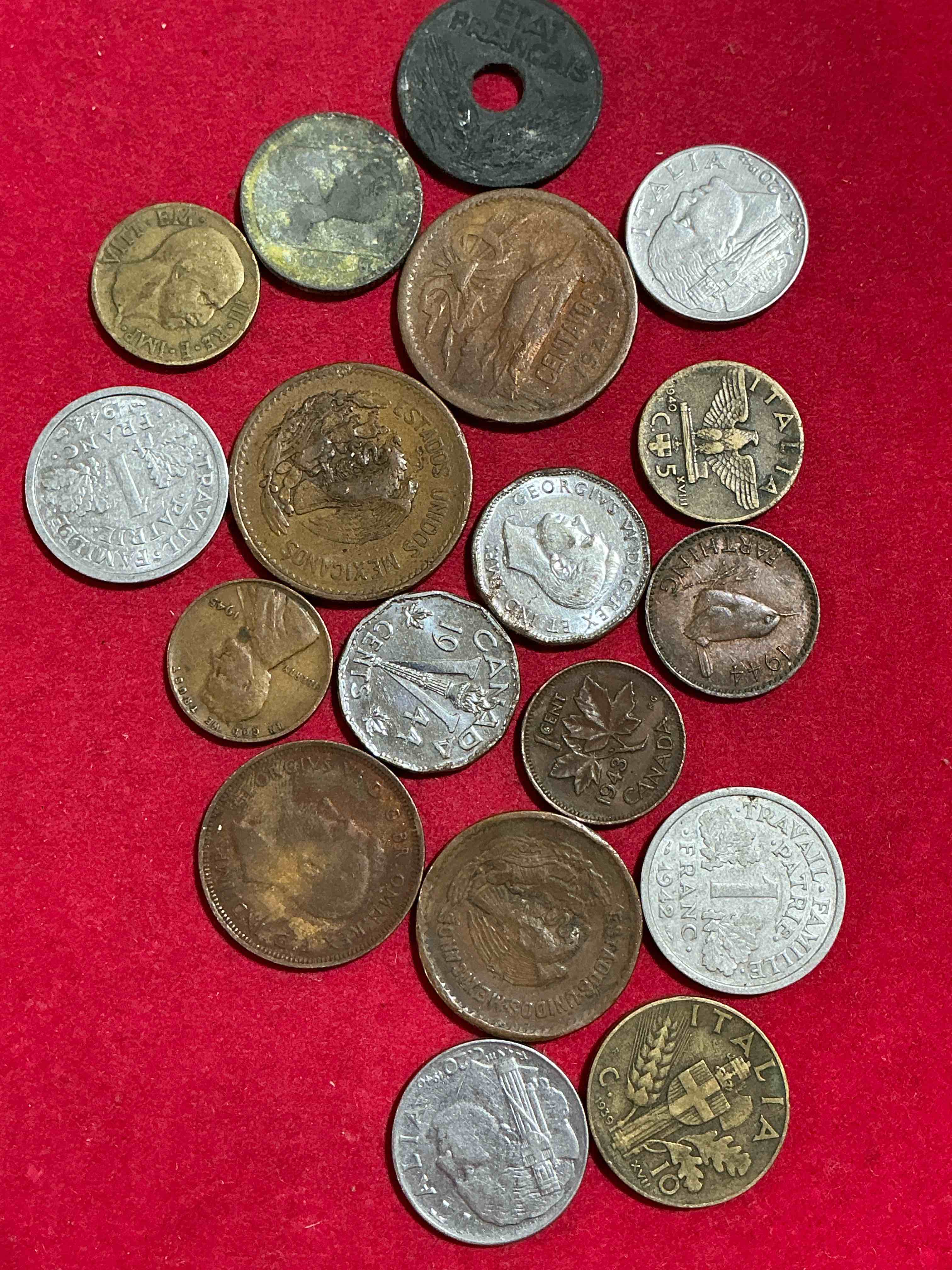 Condition photo showing Good Condition for world war two buffs rejoice! up for auction is an awesome collection of world war ii era coins (1939-1945) from around the world! really hard to collect & find in one place! really cool pieces of history!