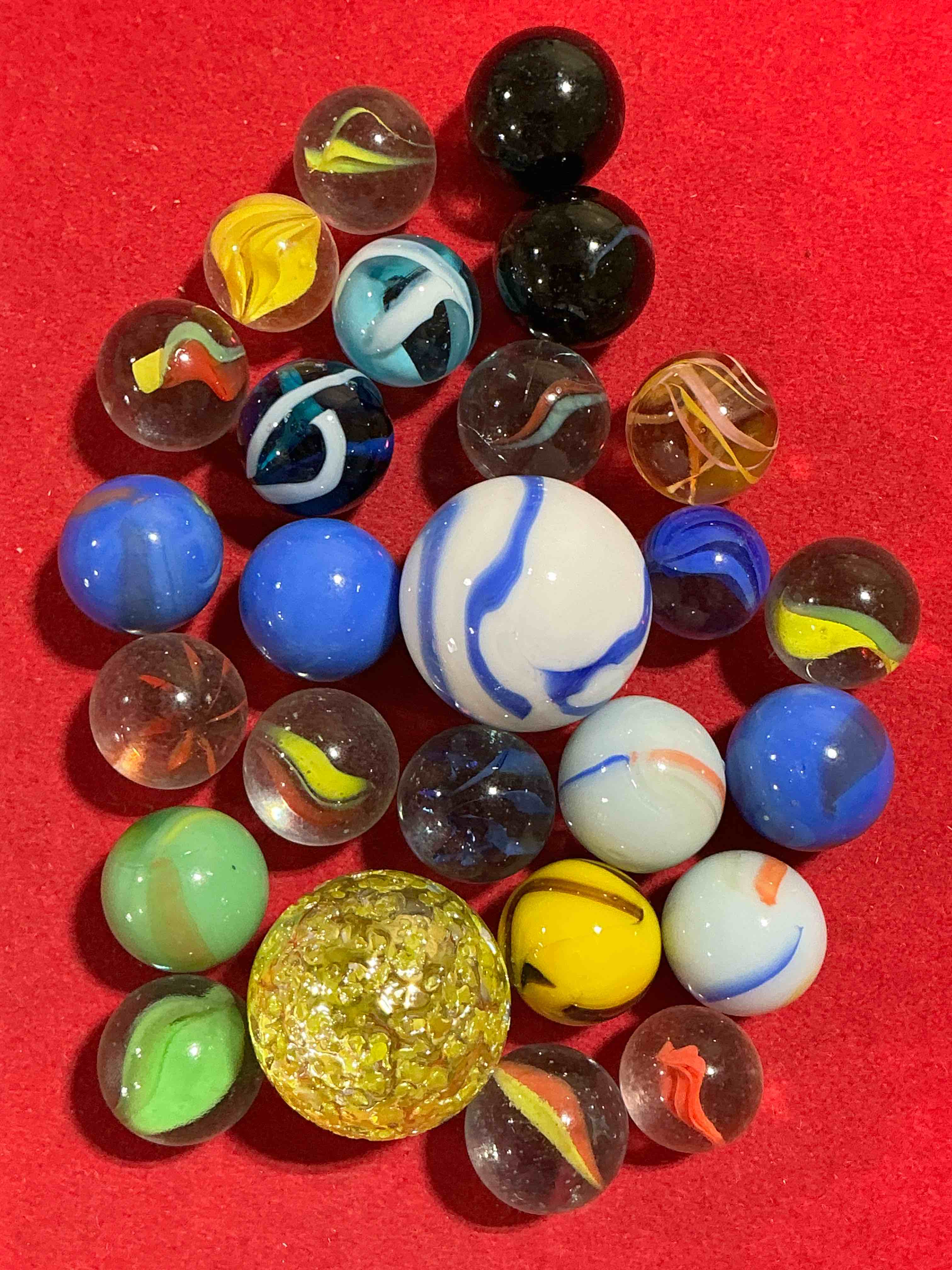antique glass marbles! genuine stunning marbles lot, all marbles made between the years 1925-1965 & made with uranium! many are great depression era & even earlier! gorgeous, authentic pieces of history!