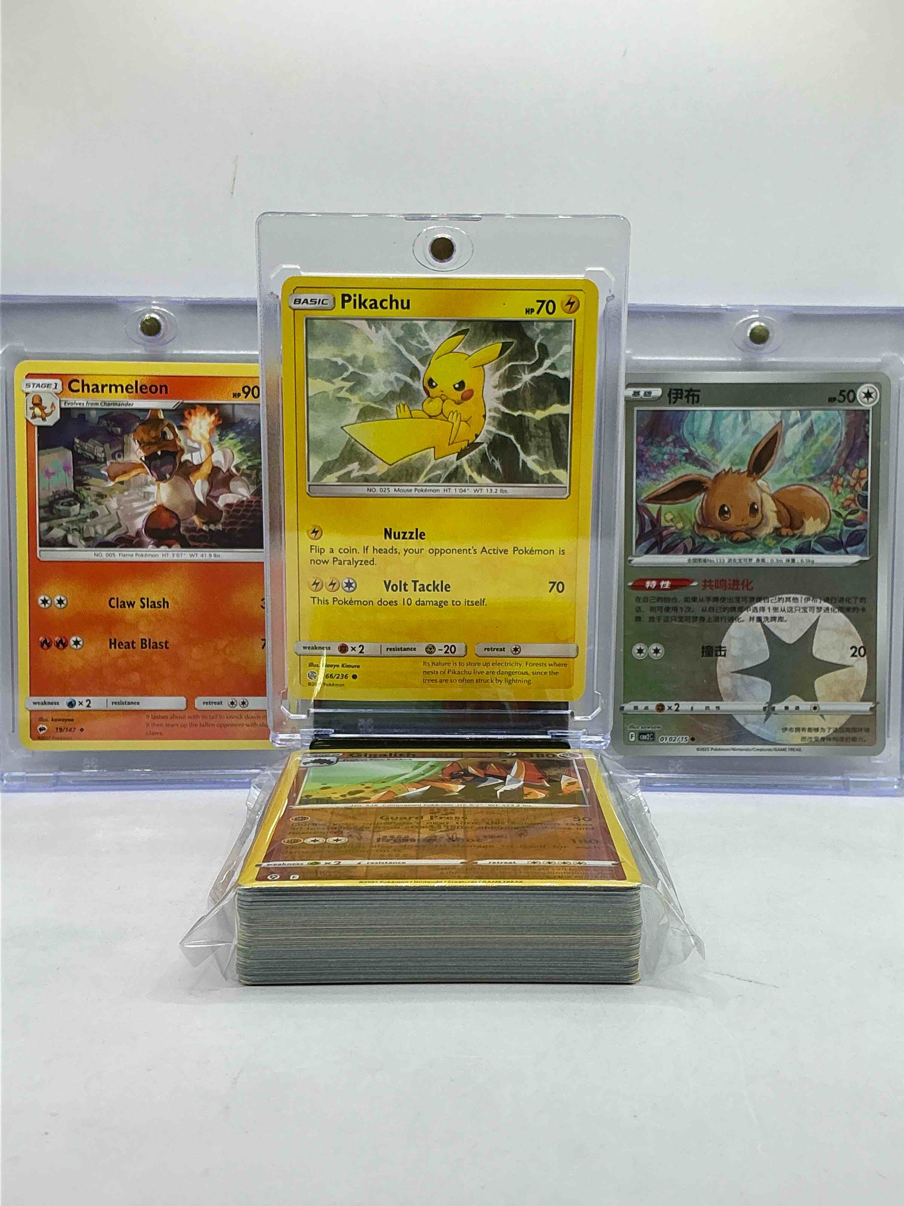 Pikachu, Eevee Holo & Charmander! Pokémon Party! Along With 50 Other Pokémon Heroes, Holos, Legends & Commons- Including Holographic Cards, Stage 2 Cards, Holos In All Forms & More! Also Includes 36 Non Holo Common/ Uncommon Basic & First Stage Cards Trainers & Energy Too! Perfect Set For Collectors & Enthusiasts!