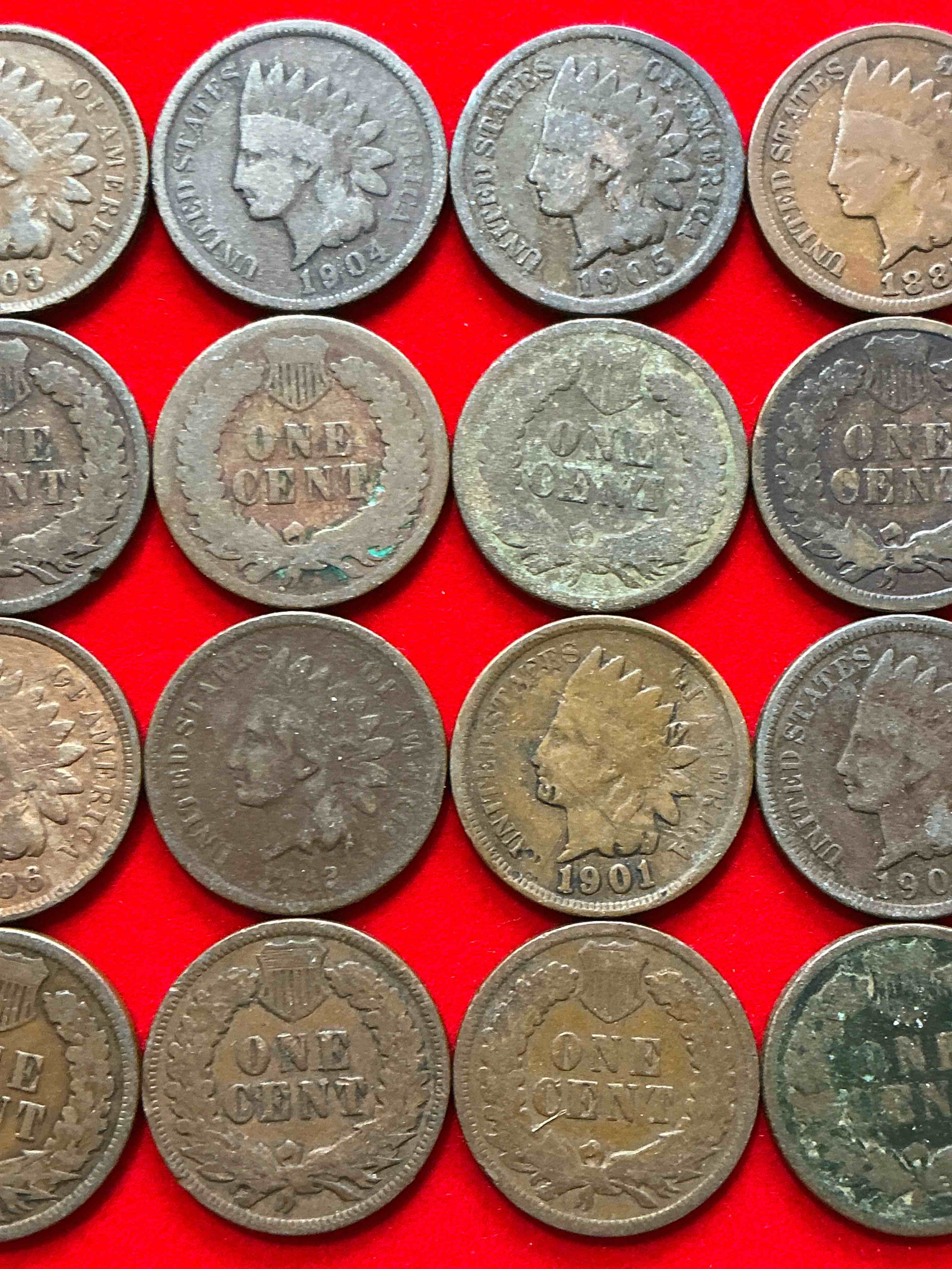 Indian Head Pennies! These Gorgeous U.S. Pennies Were Minted From 1859-1909 & Have Become Serious Collector Items! The "Indian Head" Design Is Actually A Representation Of Lady Liberty Wearing An Indian Headdress. Here Are Beautiful, Well-Kept Examples Representing Many Different Mint Years! Great For Collecting, Investing & Learning History, & Rare With Visible Dates!