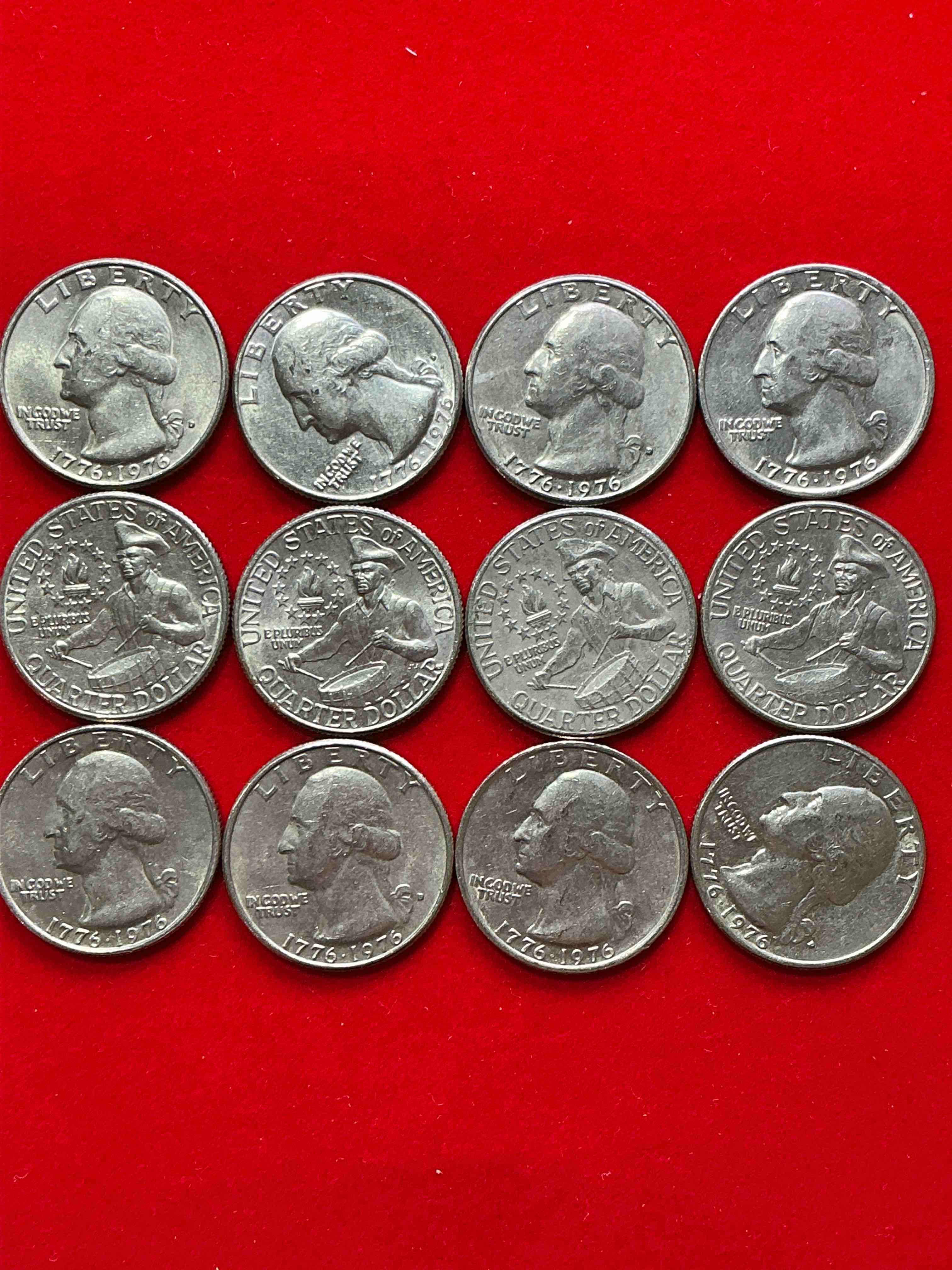 1976 bicentennial bliss! in 1976 the u.s. mint produced coins celebrating the 200 year anniversary of america. up for auction are awesome examples of quarters coins produced for this... the infamous ike dollar & 200 year anniversary edition! highly desirable for collectors! own pieces of history & get ready for america's 250 year anniversary coming soon!