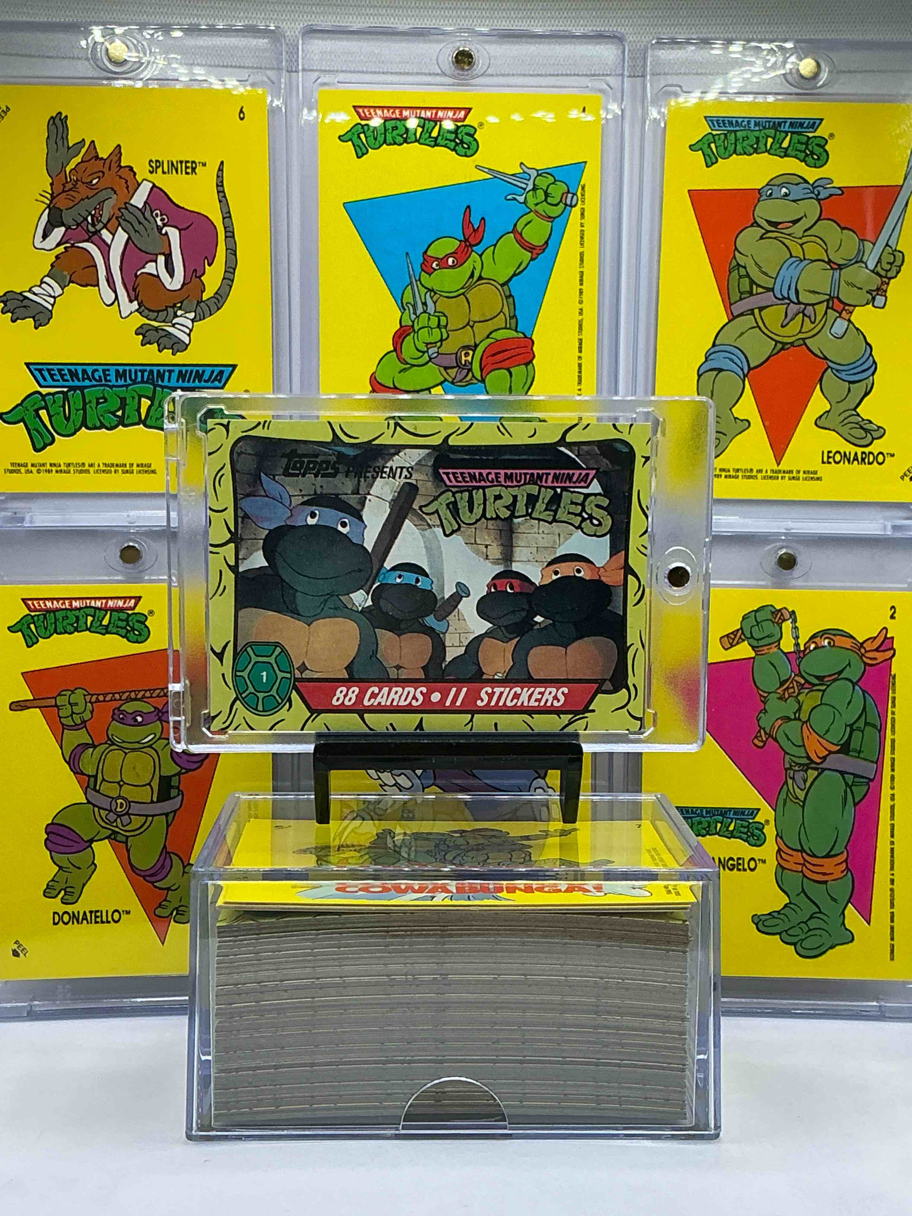 1989 ninja turtle wow!  totally complete original, authentic teenage mutant ninja turtles complete trading card & stickers!  all 88 cards & 11 stickers included, for a total qty of 99! excellent condition!  your chance to own a genuine tmnt original serious collectible! 
