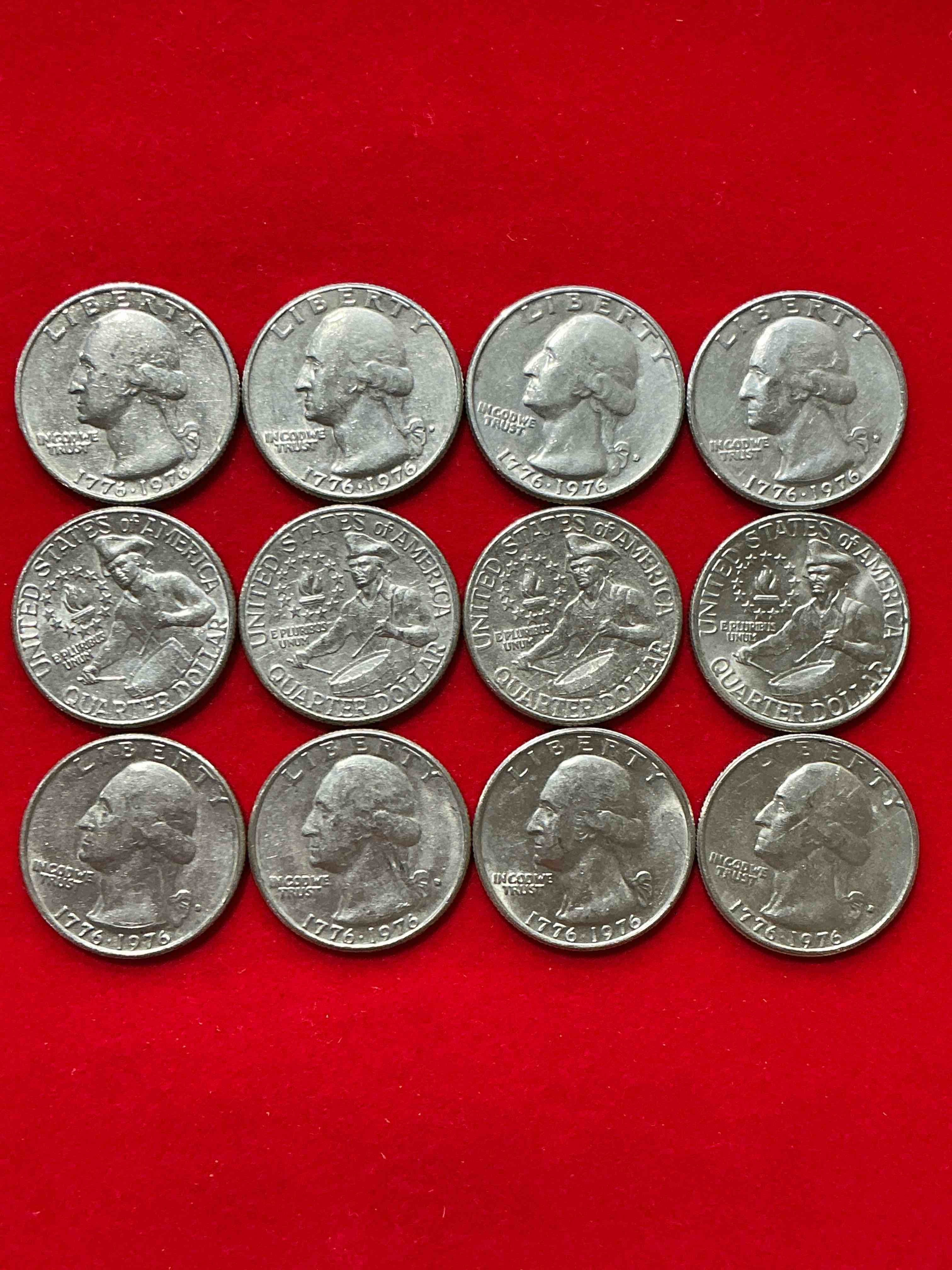 1976 bicentennial bliss! in 1976 the u.s. mint produced coins celebrating the 200 year anniversary of america. up for auction are awesome examples of quarters coins produced for this... the infamous ike dollar & 200 year anniversary edition! highly desirable for collectors! own pieces of history & get ready for america's 250 year anniversary coming soon!