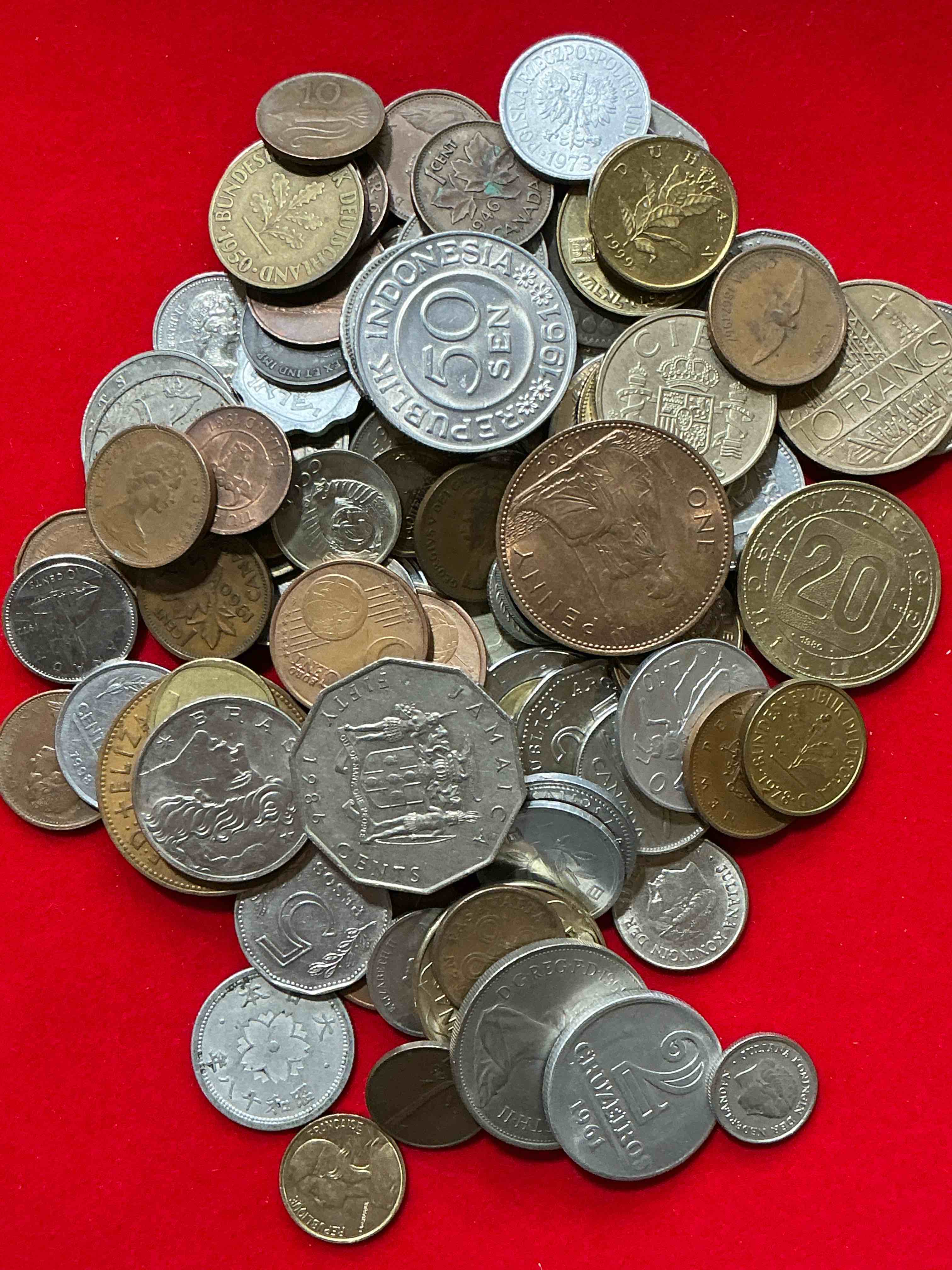 Condition photo showing Good Condition for world coins, antique & vintage! each lot is unique! many different years, countries, sizes & exotic places. this cool collection of antique coins from around the world is loads of fun! have fun identifying each coin & country as a great educational tool! a great investment too!