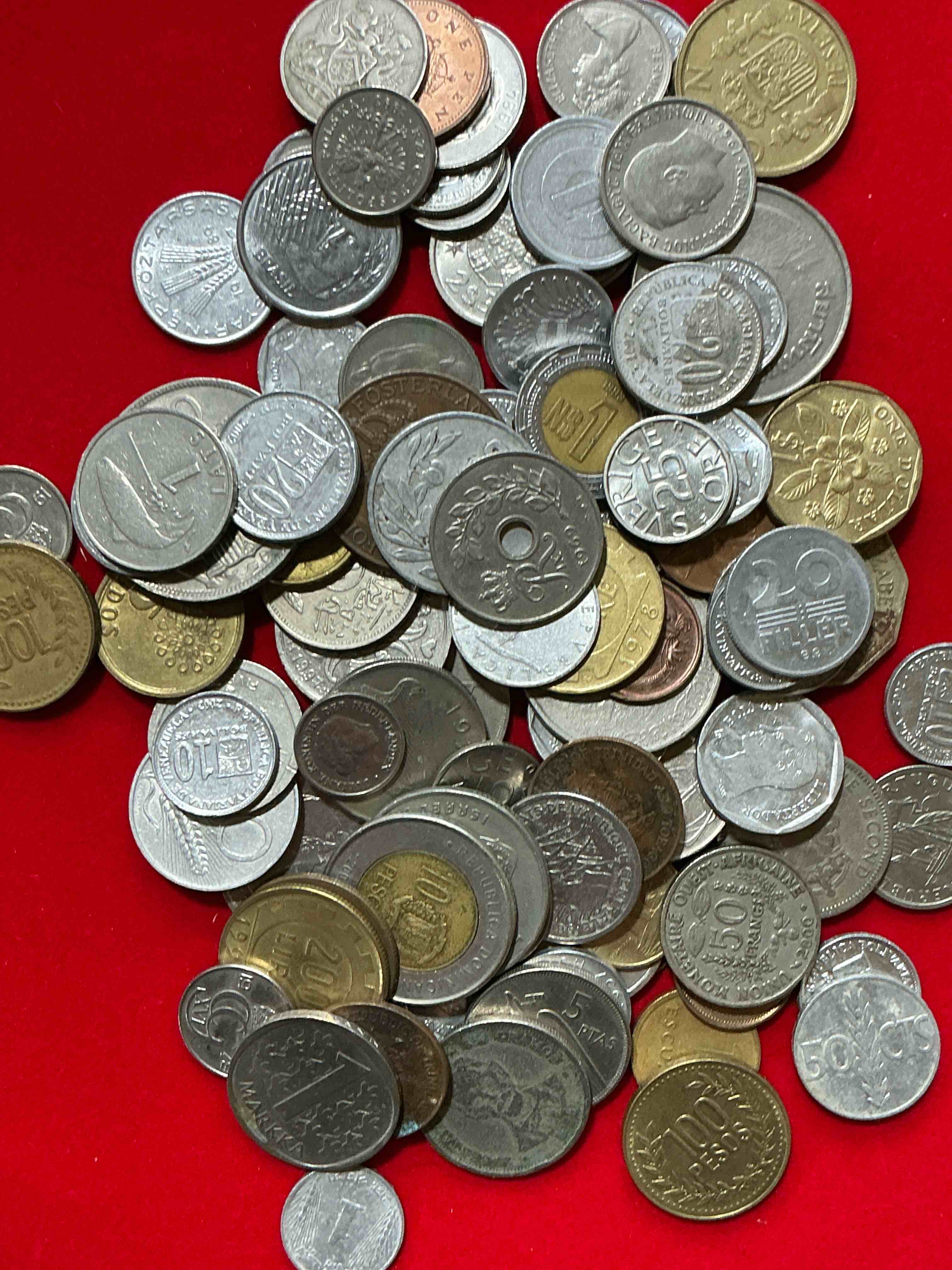Condition photo showing Good Condition for world coins, antique & vintage! each lot is unique! many different years, countries, sizes & exotic places. this cool collection of antique coins from around the world is loads of fun! have fun identifying each coin & country as a great educational tool! a great investment too!