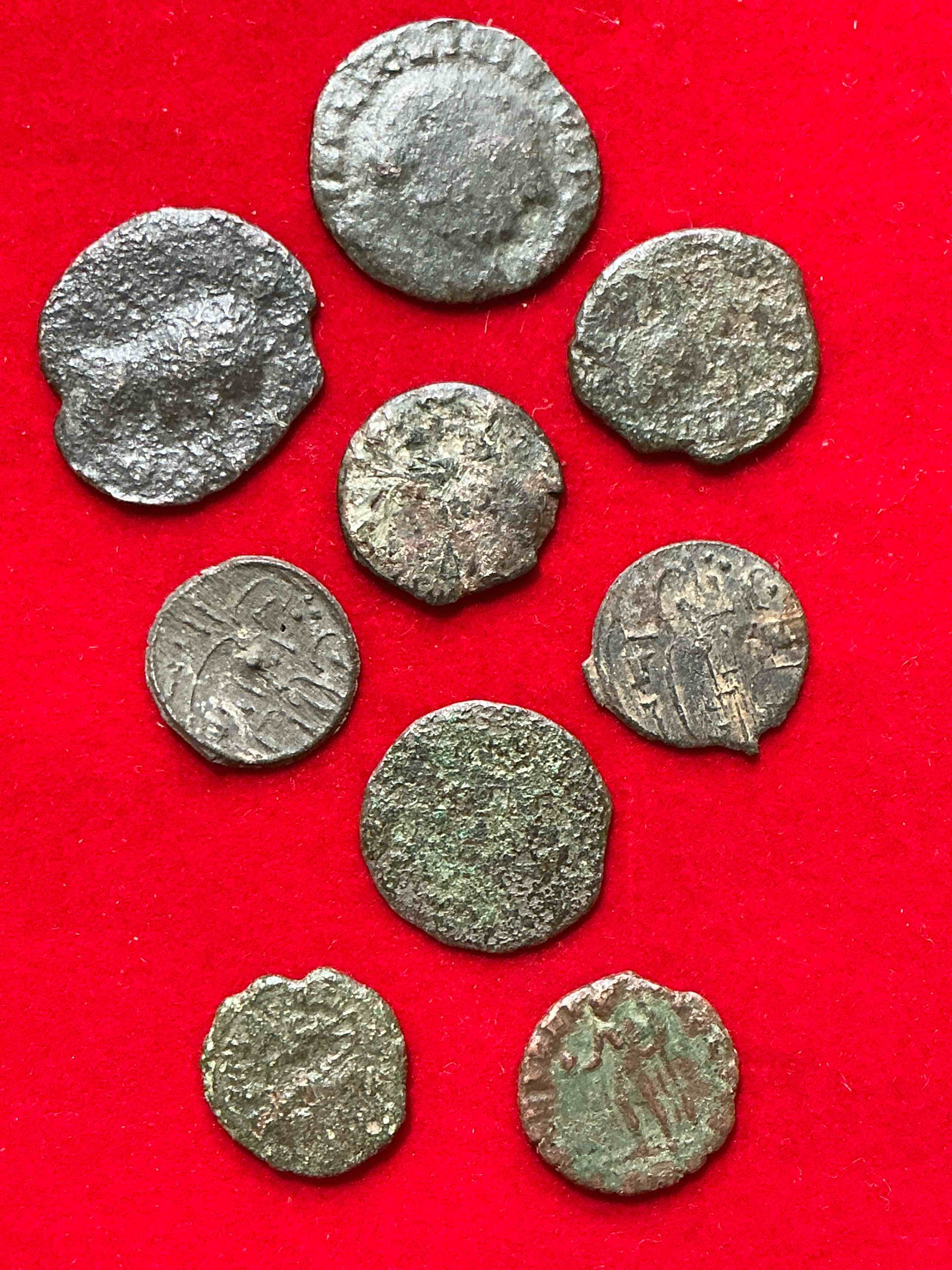 ancient roman coins! 1,600-1,700 years old approximately! check out these amazing authentic pieces of history, ancient roman bronze coins from the approx 300 to 400 a.d era... serious pieces of history & serious collector items! own authentic pieces of ancient history!