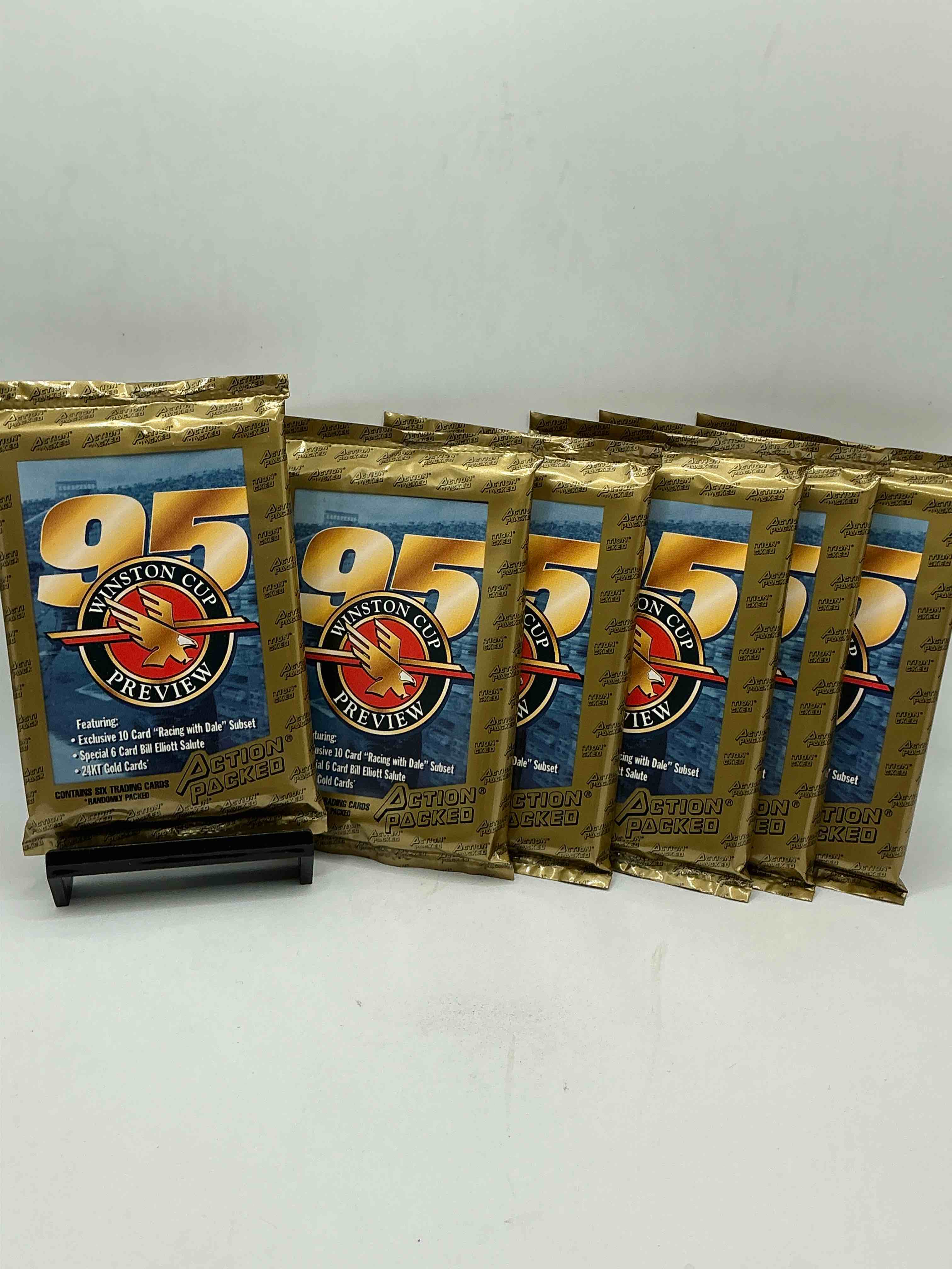 nascar craziness! 1995 action packed winston cup preview card packs! search for dale sr subsets & a special 6 card bill elliot salute! all the best in nascar from the 90’s!