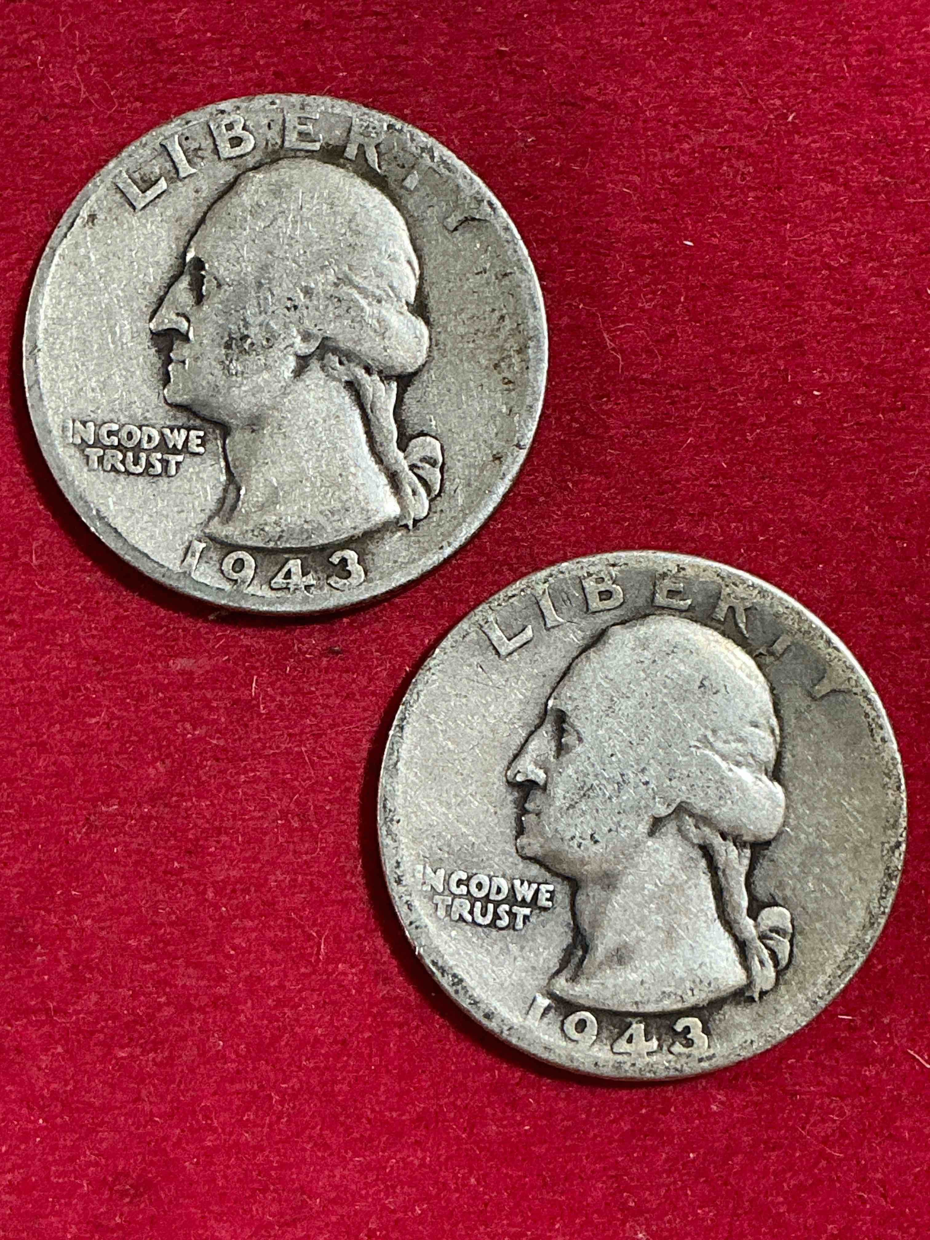 george washington brilliant circulated world war ii silver! pre 1965 u.s. quarter dollar coins were actually silver, here are great examples of awesome, pristine george washington silver quarter, stunning & circulated! rare mints! great for investing in precious metals! these coins were minted at 90% silver and 10% copper, giving them a net weight of .18084 ounces of pure silver per coin! very hard to find, stunning! invest in fine u.s. silver!