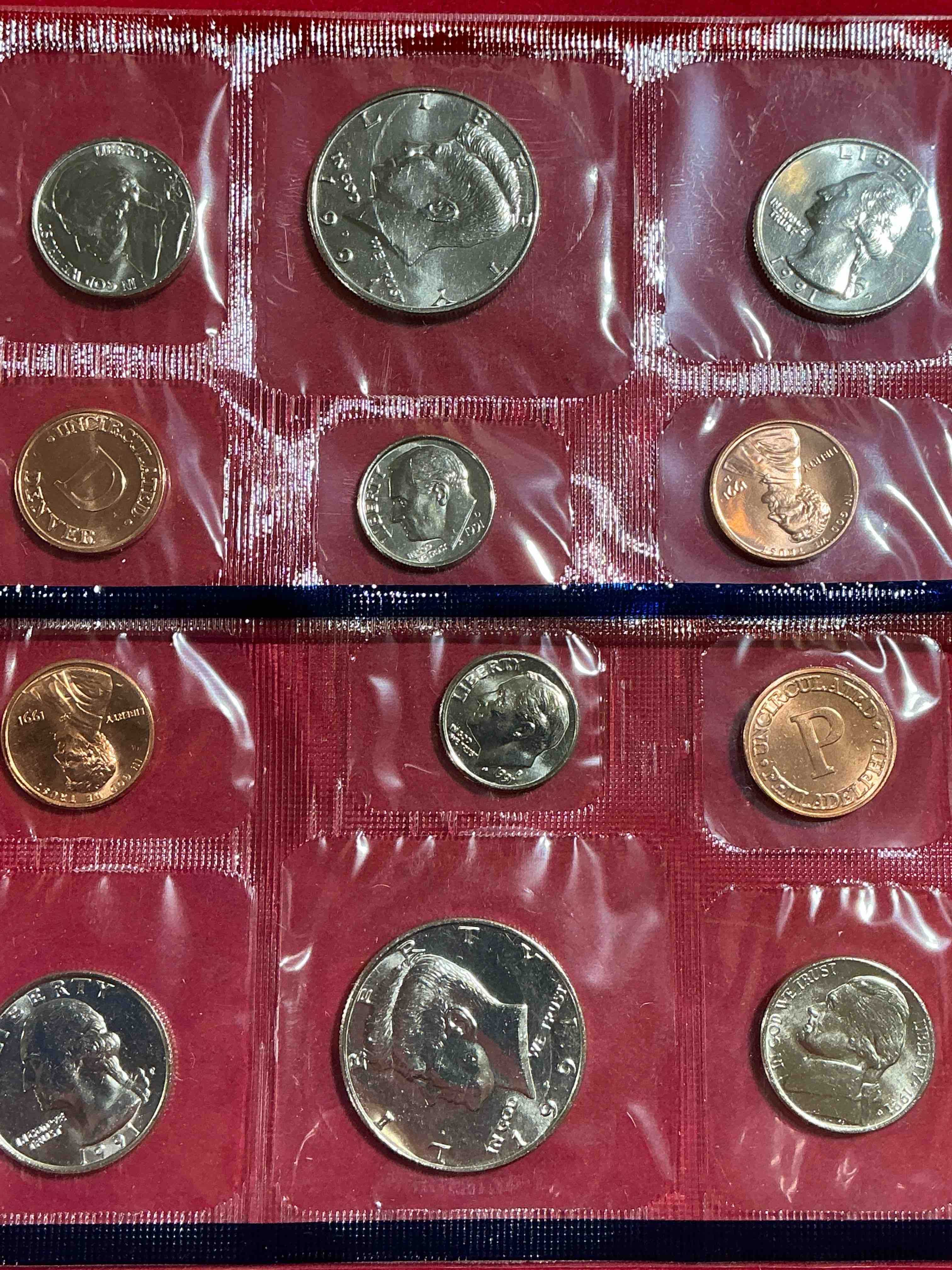 1991 uncirculated u.s. mint coins! what a great year! these gorgeous coins from the mint set features each u.s. coins minted in 1990 in uncirculated condition, from each mint mark, philly & denver! from the u.s. treasury in 1990! own an awesome investment & incredible piece of u.s. history! also makes for an awesome gift! 