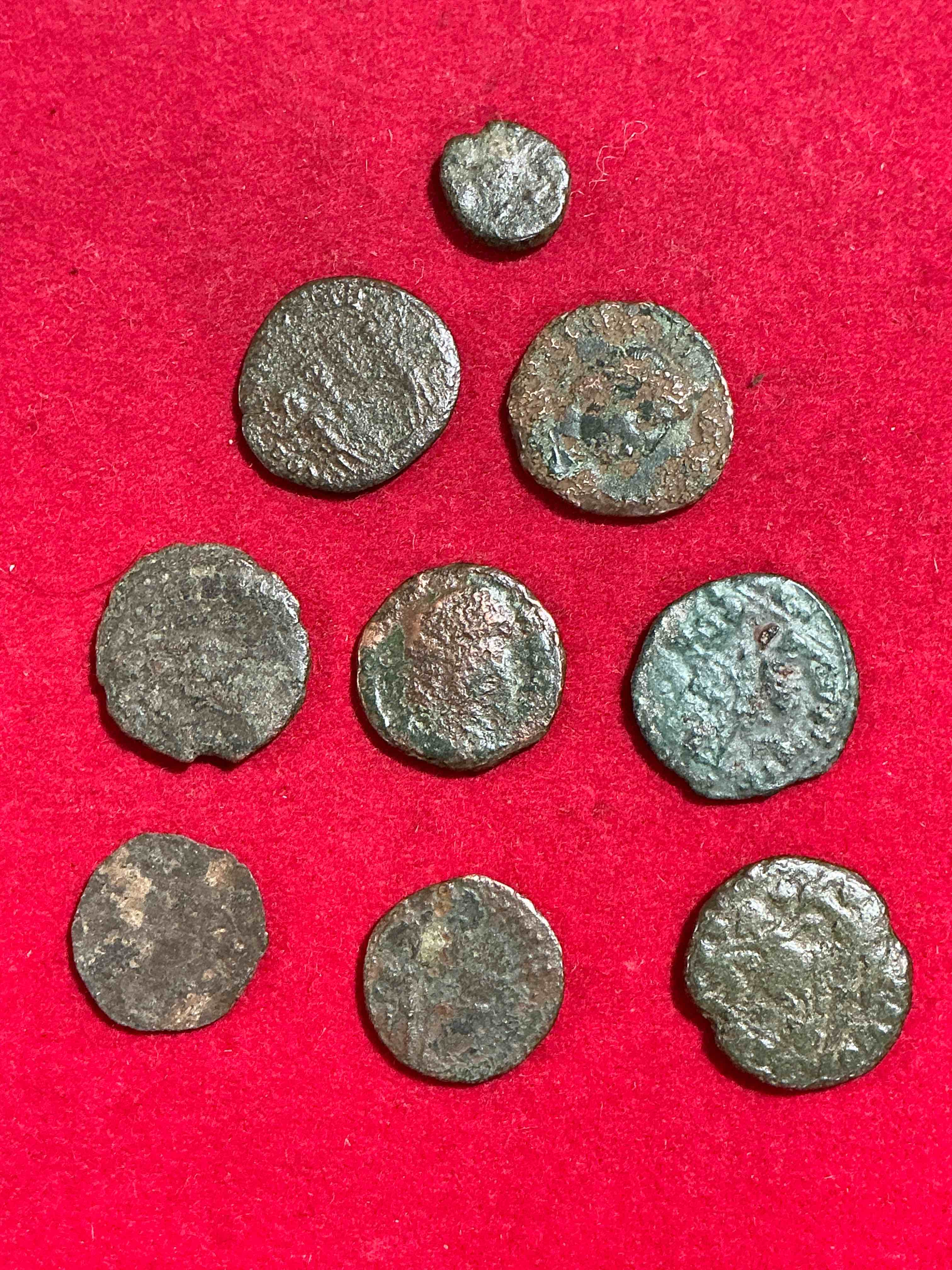 ancient roman coins! 1,600-1,700 years old approximately! check out these amazing authentic pieces of history, ancient roman bronze coins from the approx 300 to 400 a.d era... serious pieces of history & serious collector items! own authentic pieces of ancient history!