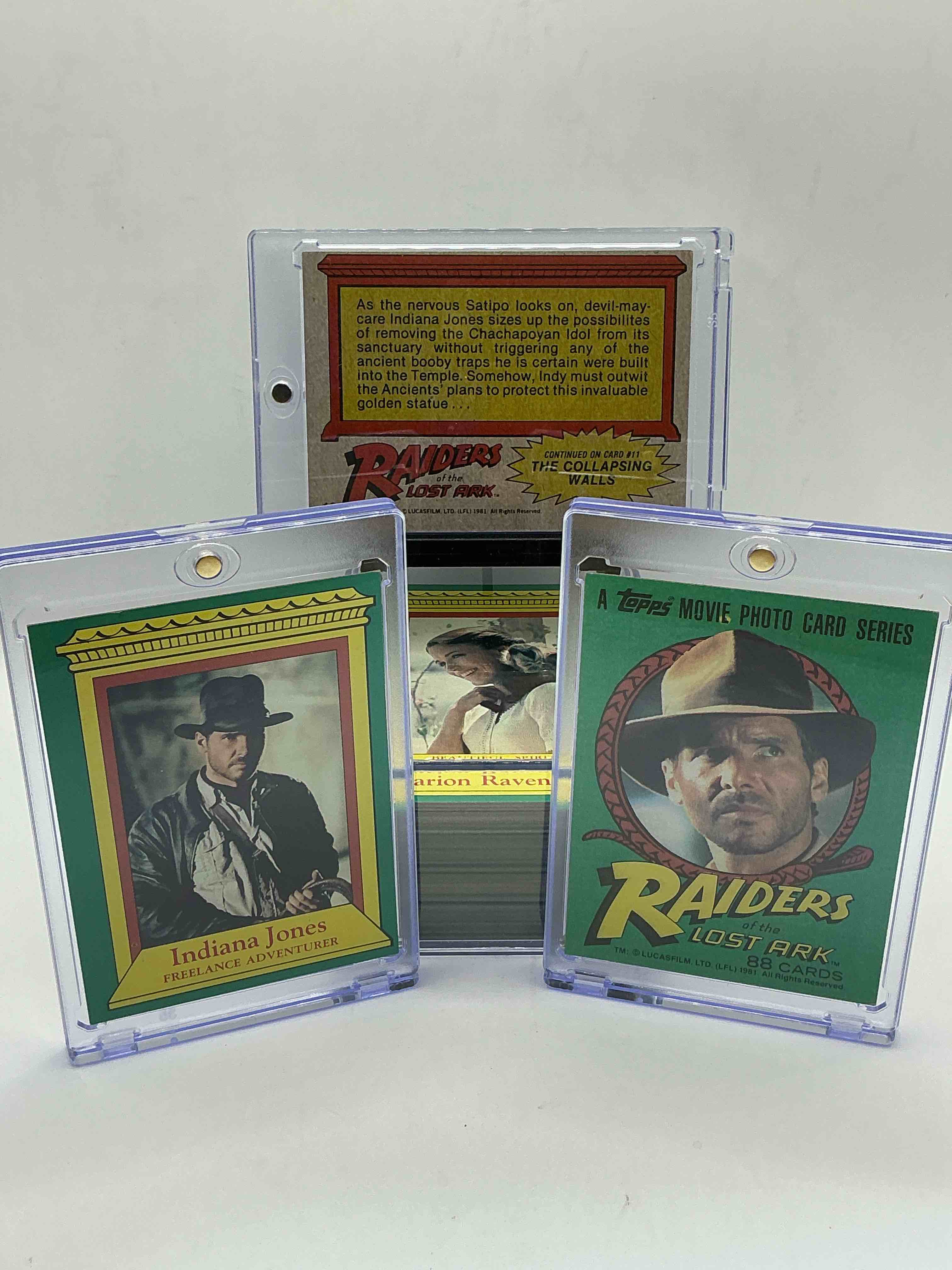 Condition photo showing New/Like New for 1981 indiana jones raiders of the lost ark! complete, authentic & original indy jones raiders of the lost ark cards, complete 88 card wow!  excellent condition!  own a serious movie history collectible!  very hard to find complete!  